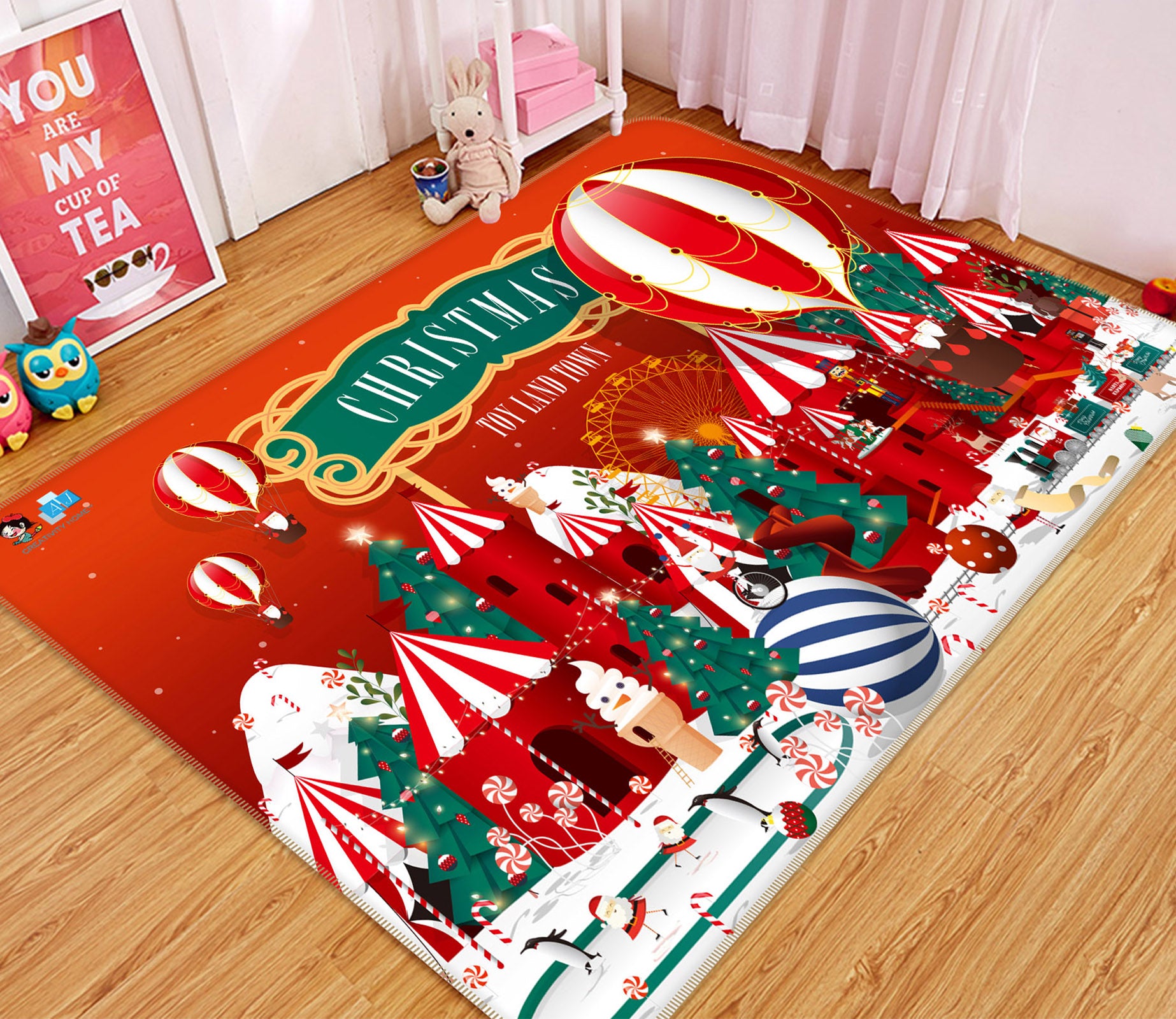 3D Christmas Tree 3038 Rug Non Slip Rug Mat