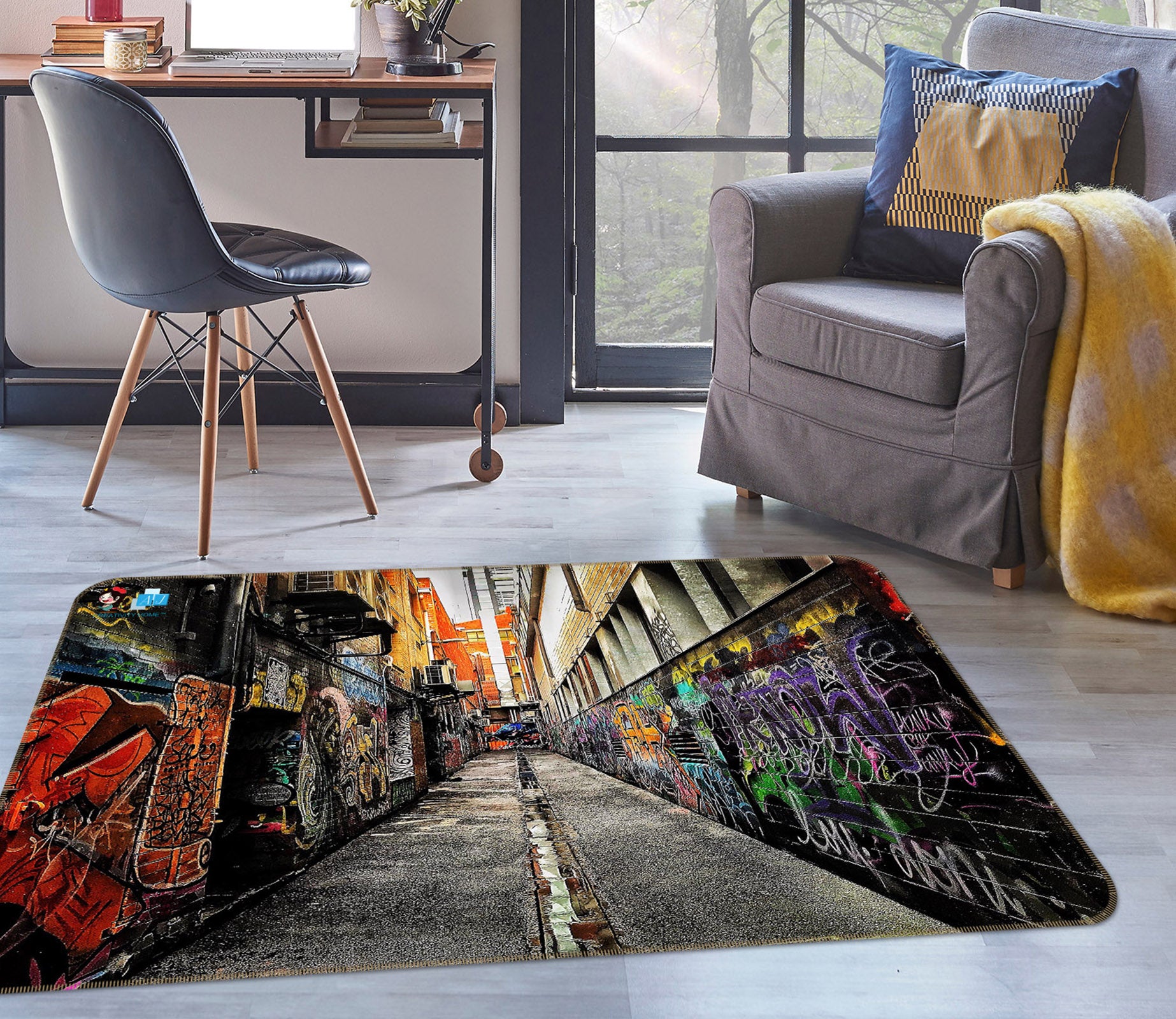 3D Graffiti Street 3019 Rug Non Slip Rug Mat