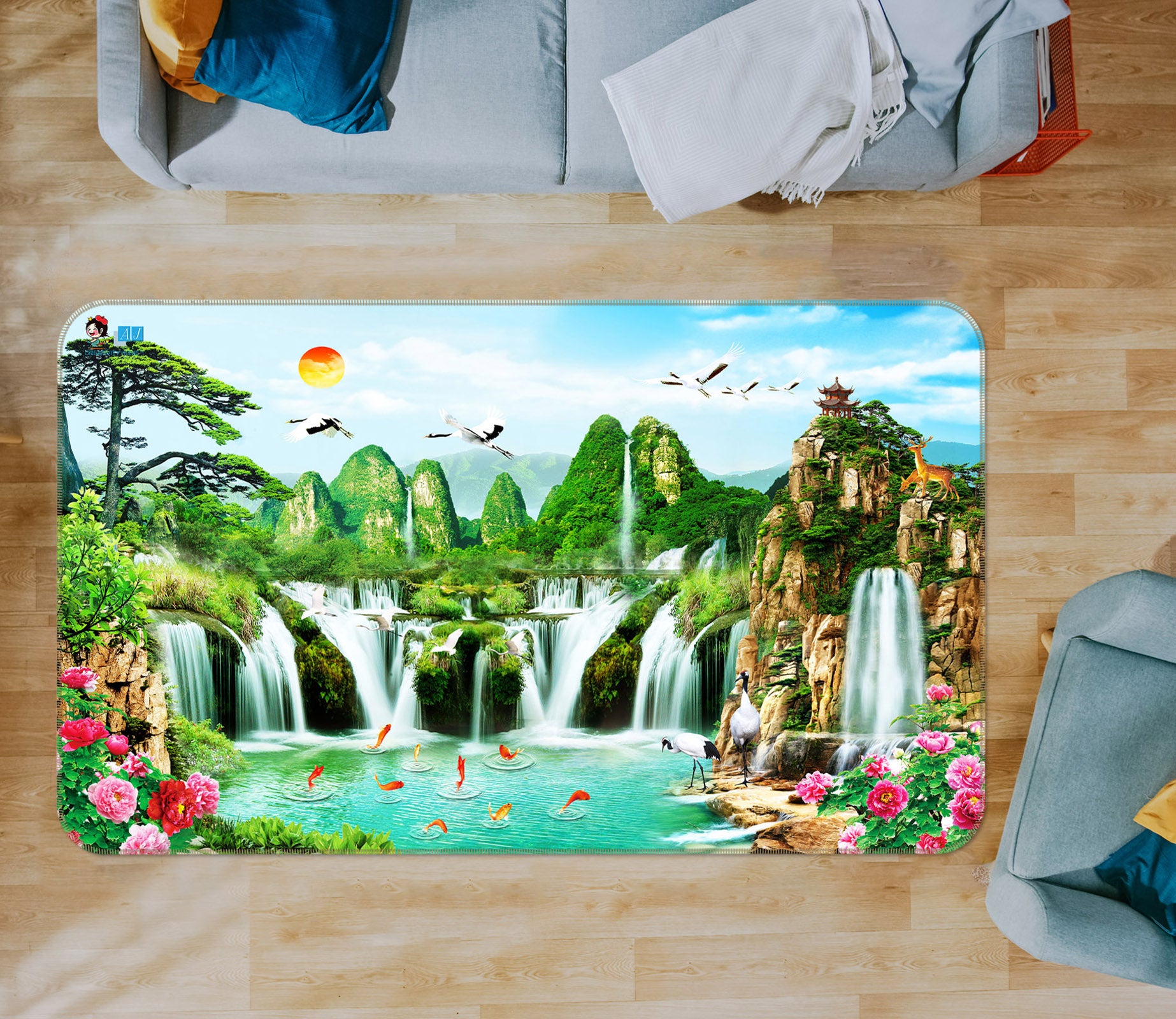 3D Natural Waterfall 3041 Rug Non Slip Rug Mat