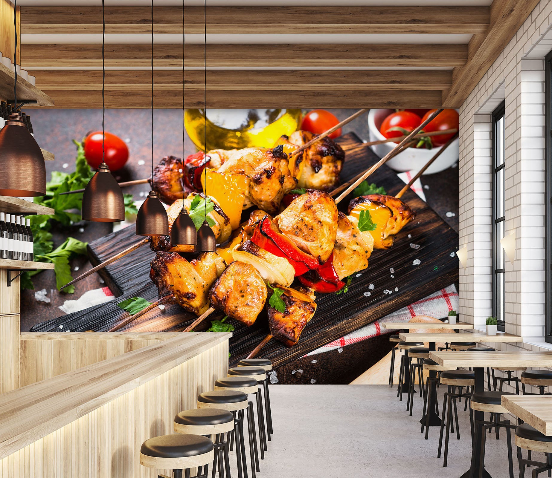 3D Grill Kebab Shop BBQ 321 Wall Mural Wall Murals Commercial