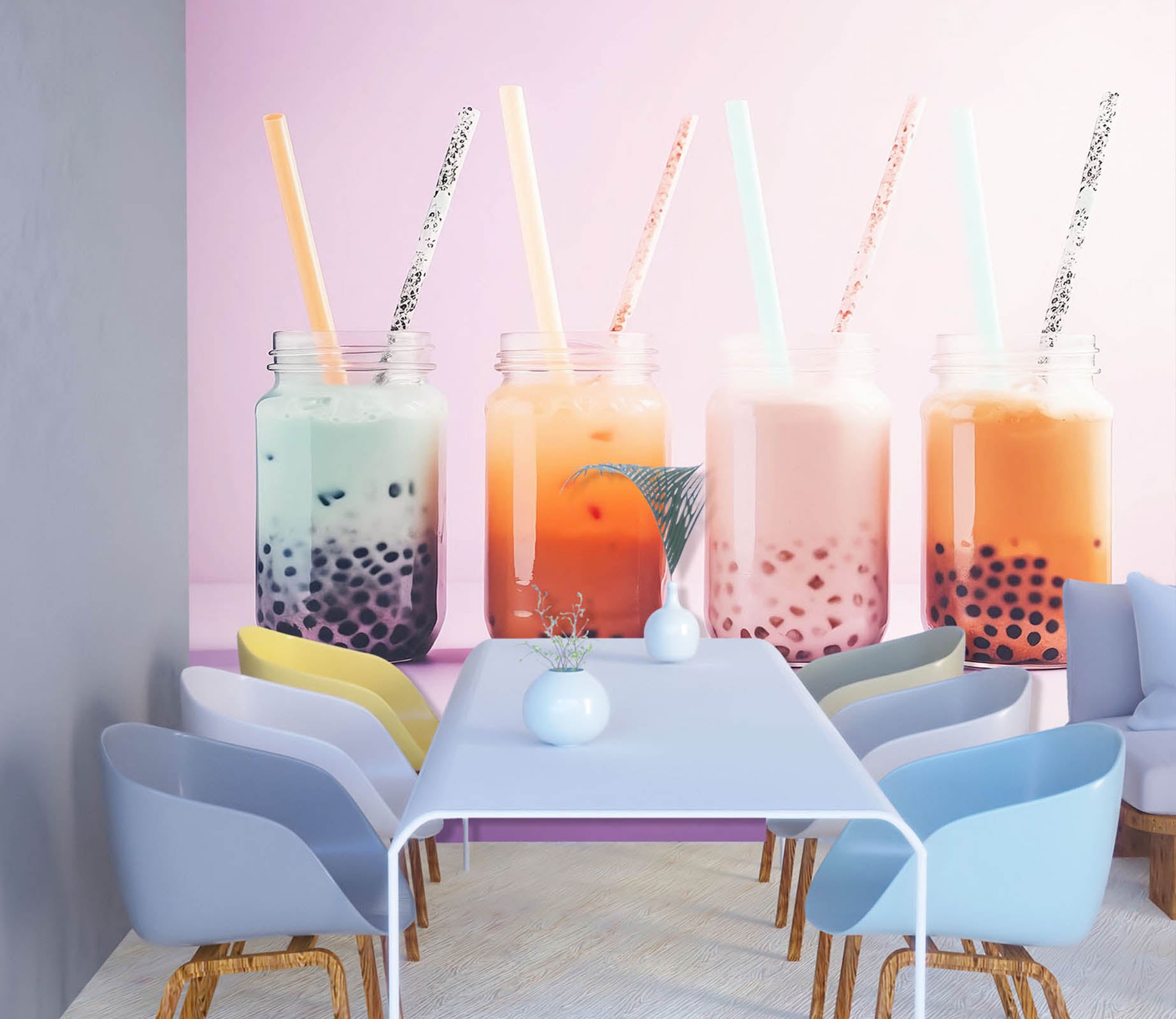 3D Pearl Tea 2006 Fruit Bubble Tea Milk Tea Shop Wall Murals