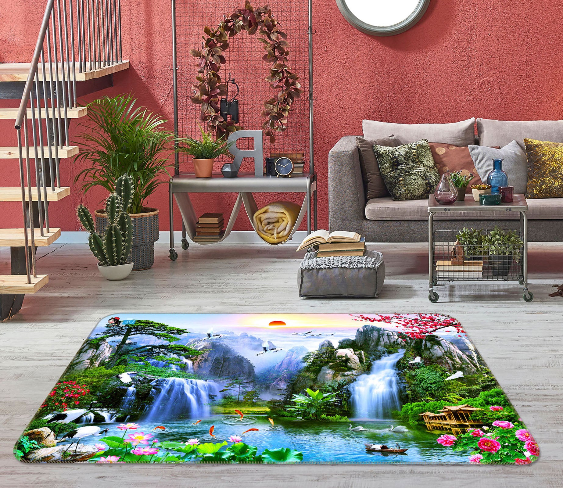 3D Waterfall 3043 Rug Non Slip Rug Mat