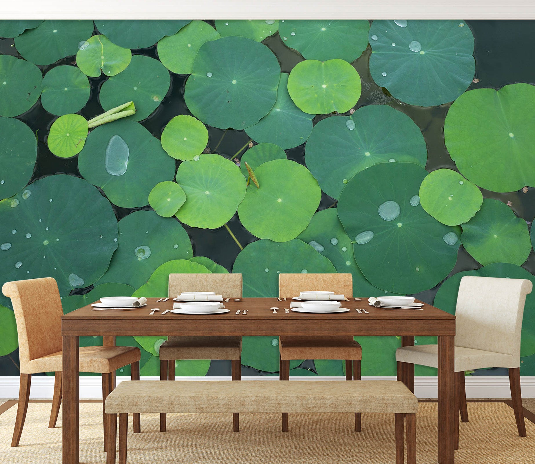 3D Lotus Leaf 2048 Wall Mural Wall Murals