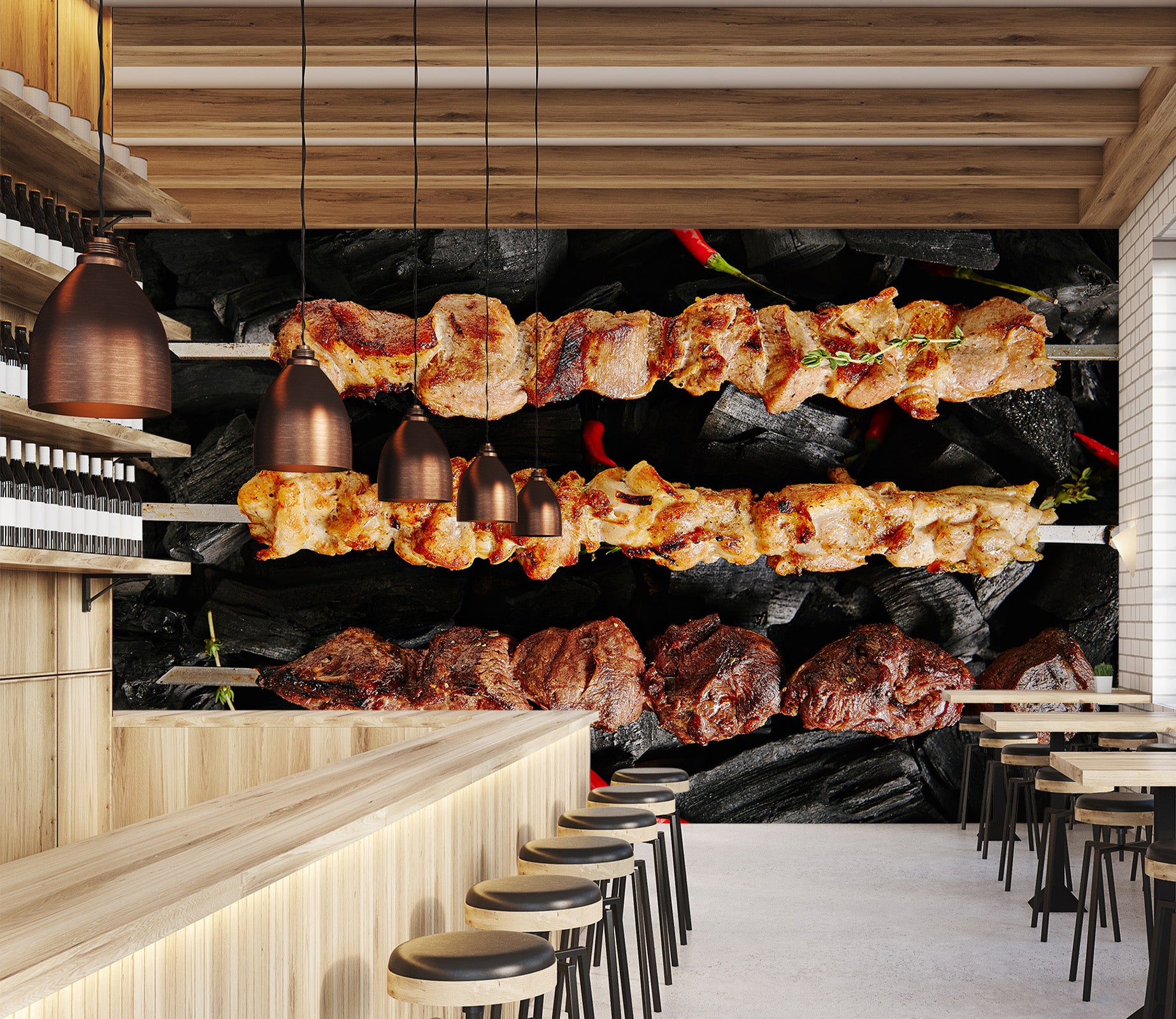 3D Grill Kebab Shop BBQ 329 Wall Mural Wall Murals Commercial