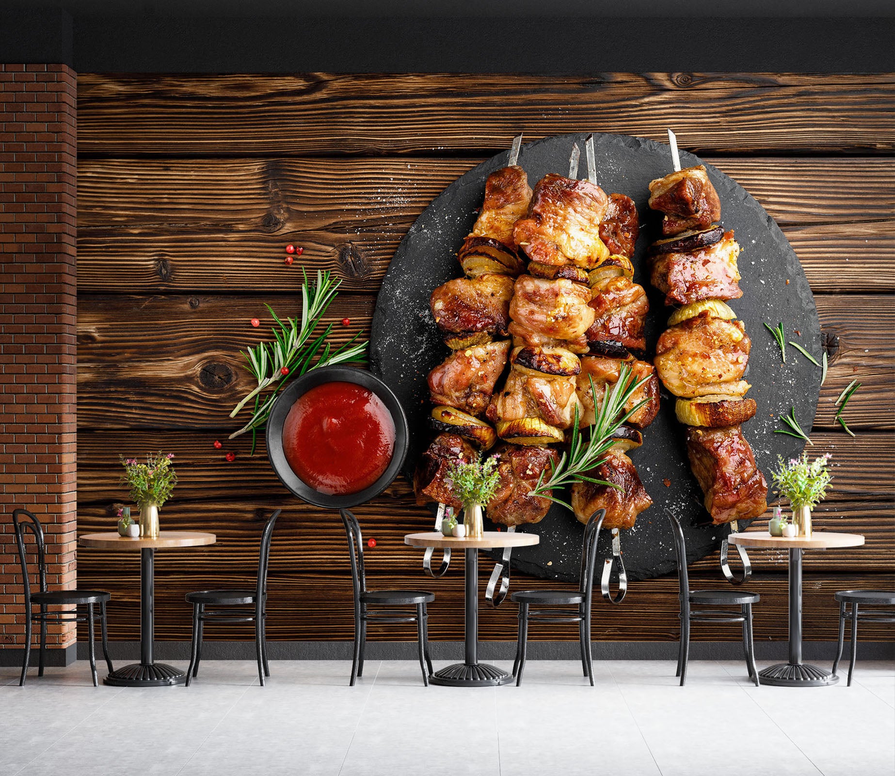 3D Grill Kebab Shop BBQ 326 Wall Mural Wall Murals Commercial