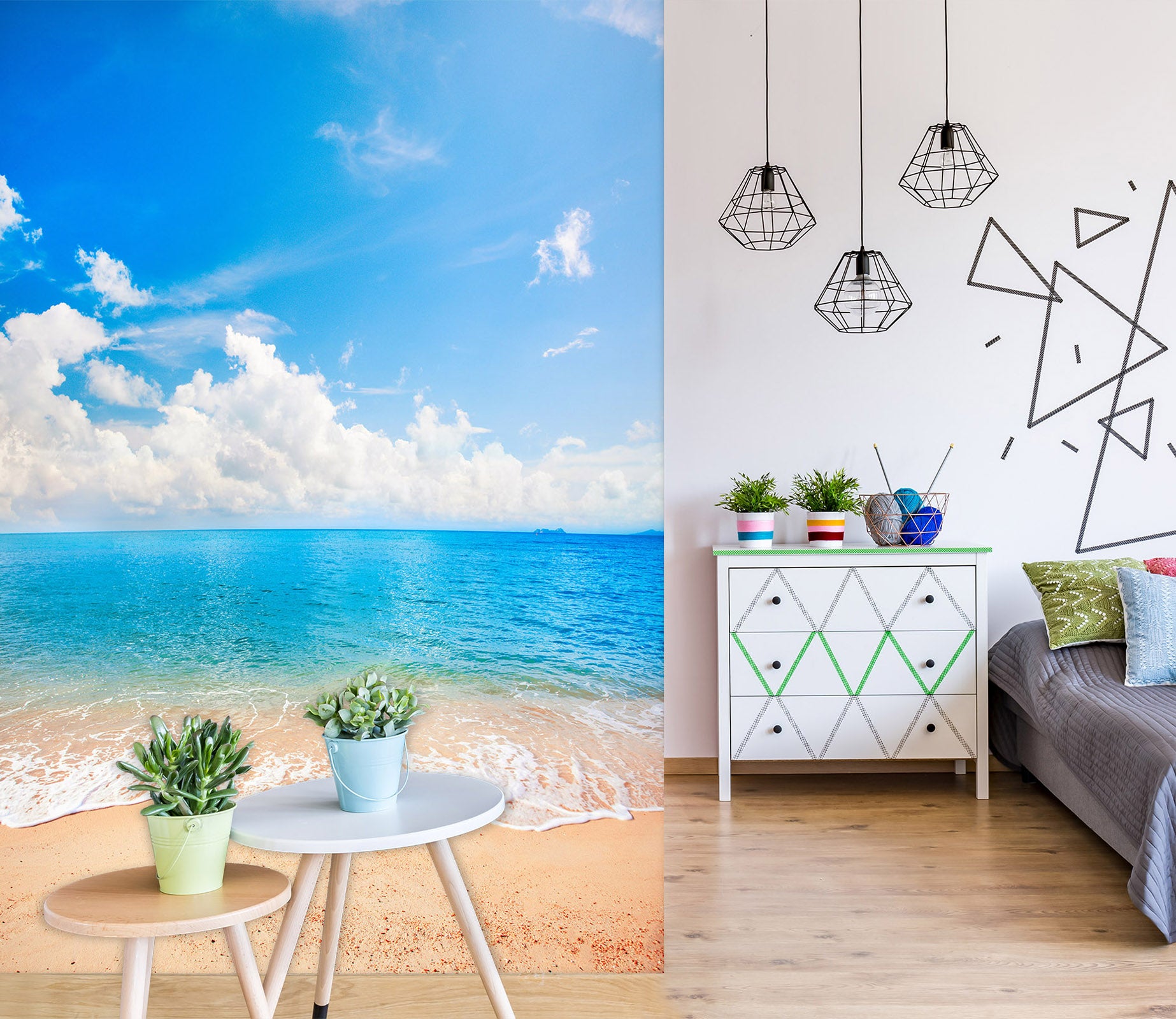 3D Sky Beach Waves 2076 Wall Mural Wall Murals