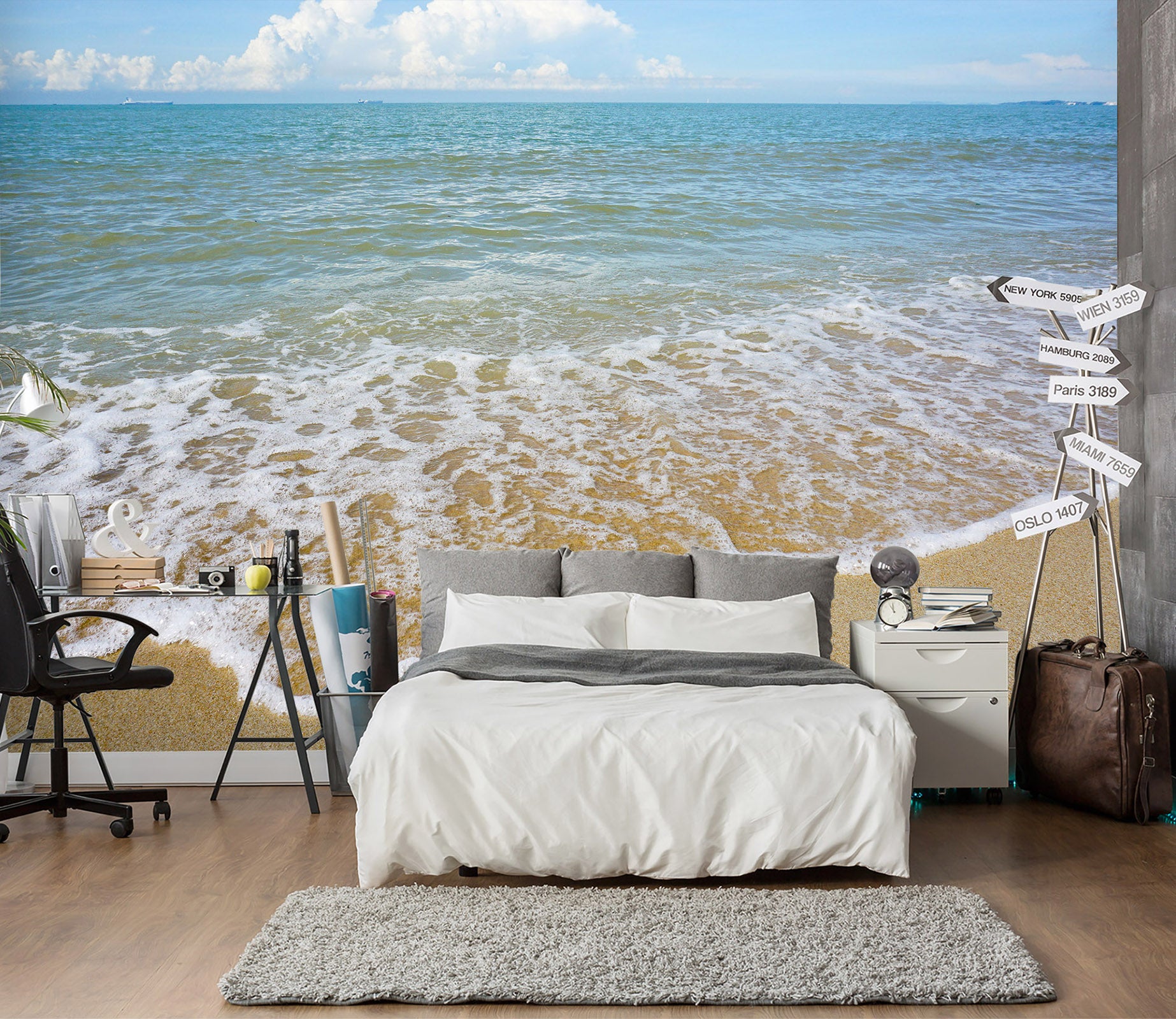 3D Beach Waves 2028 Wall Mural Wall Murals