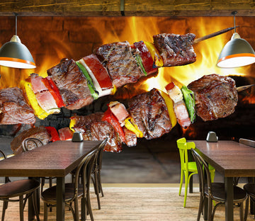 3D Grill Kebab Shop BBQ 301 Wall Mural Wall Murals Commercial