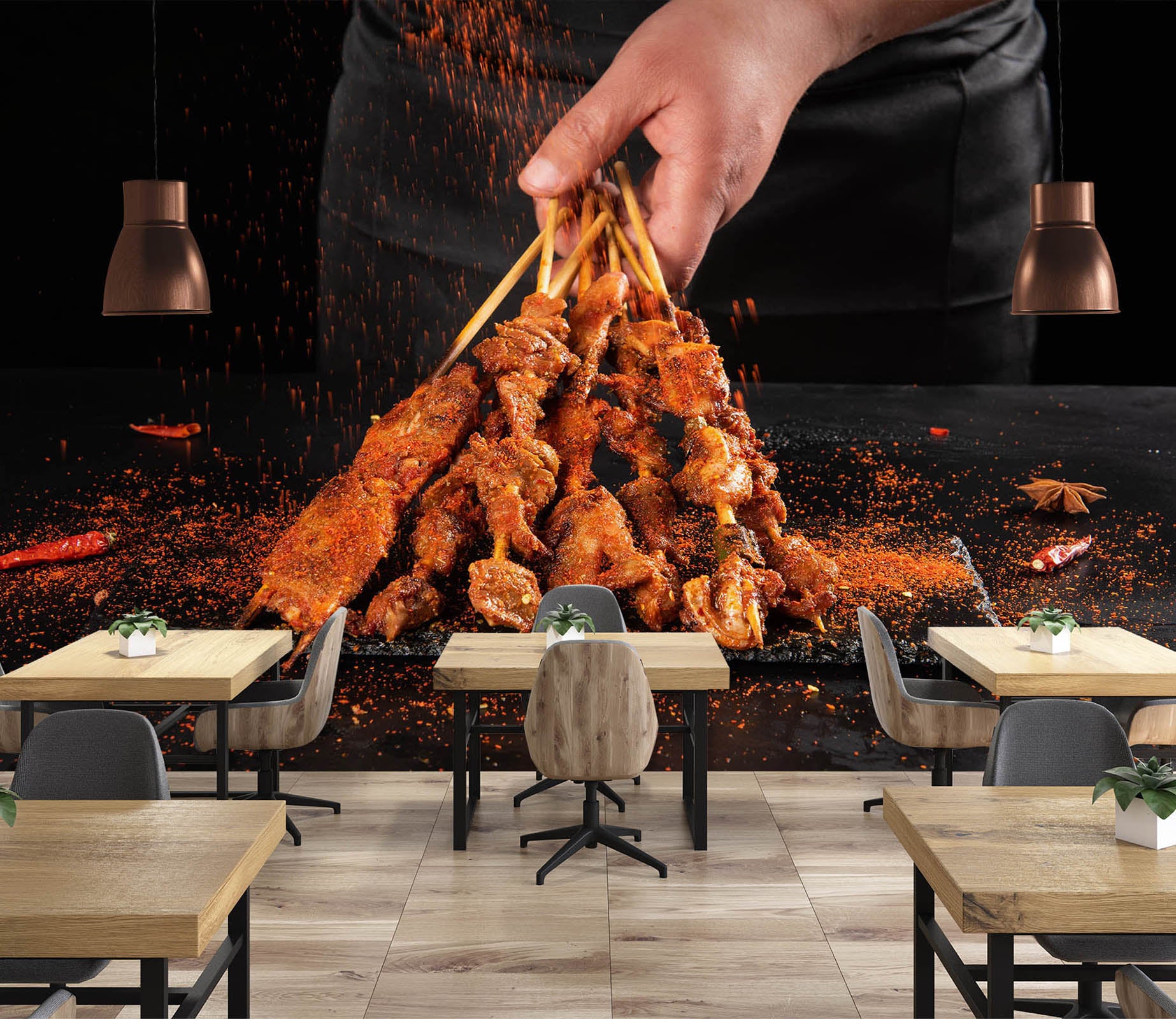 3D Grill Kebab Shop BBQ 344 Wall Mural Wall Murals Commercial