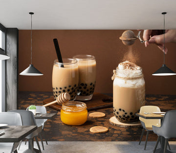 3D Pearl Tea 2020 Fruit Bubble Tea Milk Tea Shop Wall Murals