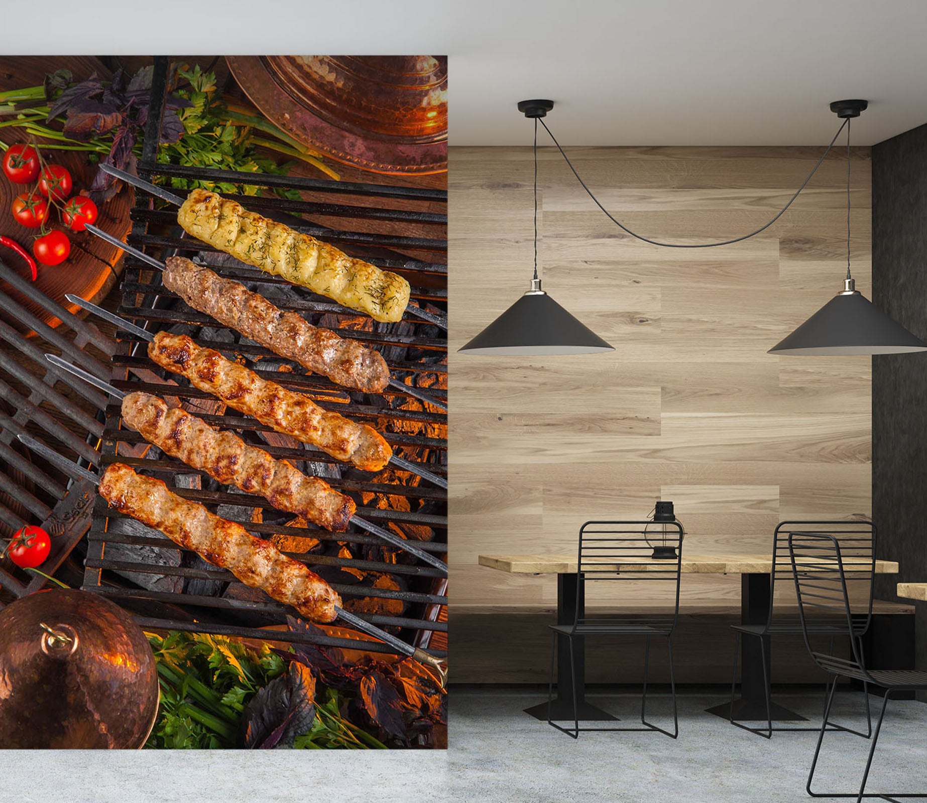 3D Grill Kebab Shop BBQ 363 Wall Mural Wall Murals Commercial