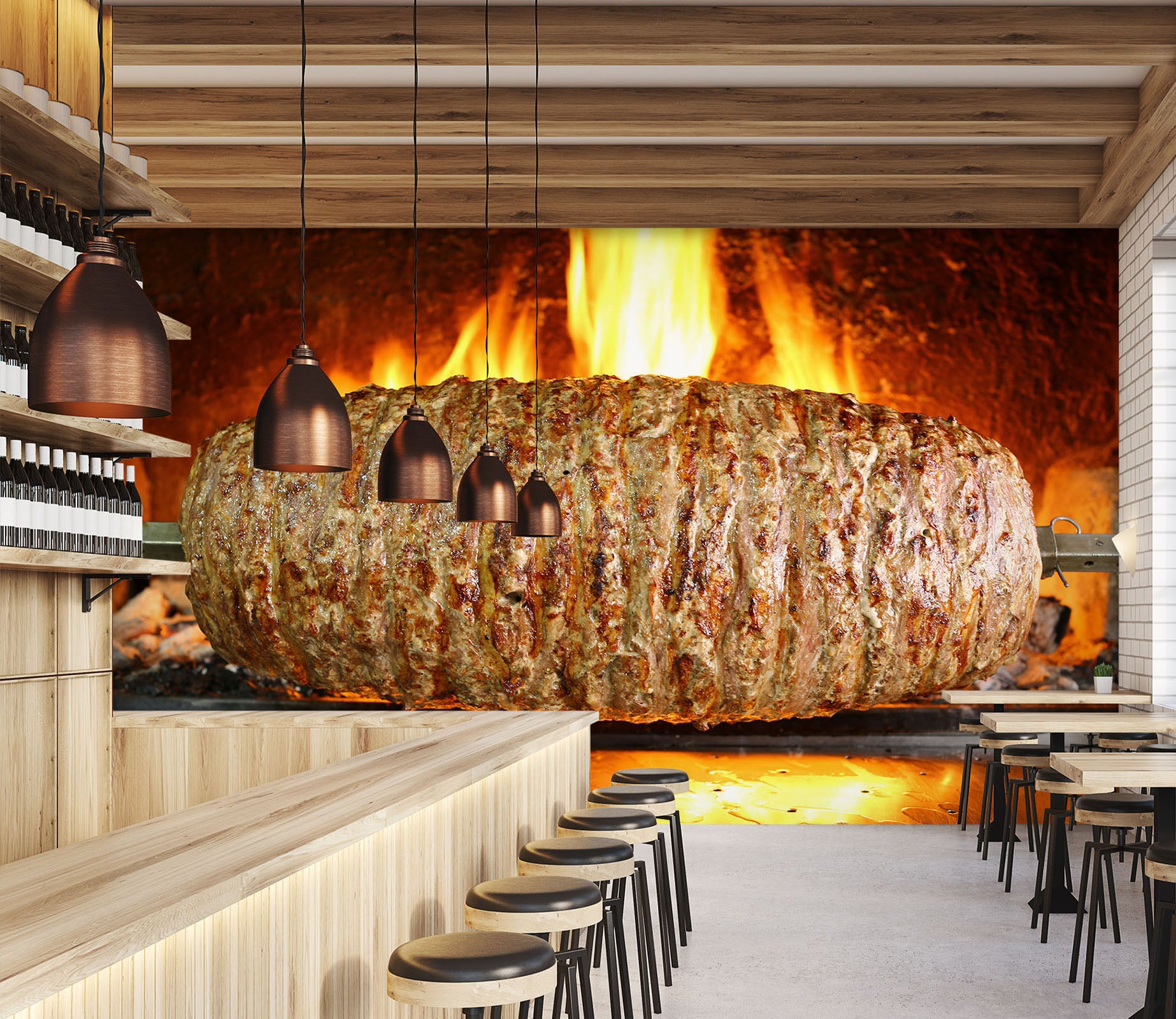 3D Grill Kebab Shop BBQ 325 Wall Mural Wall Murals Commercial