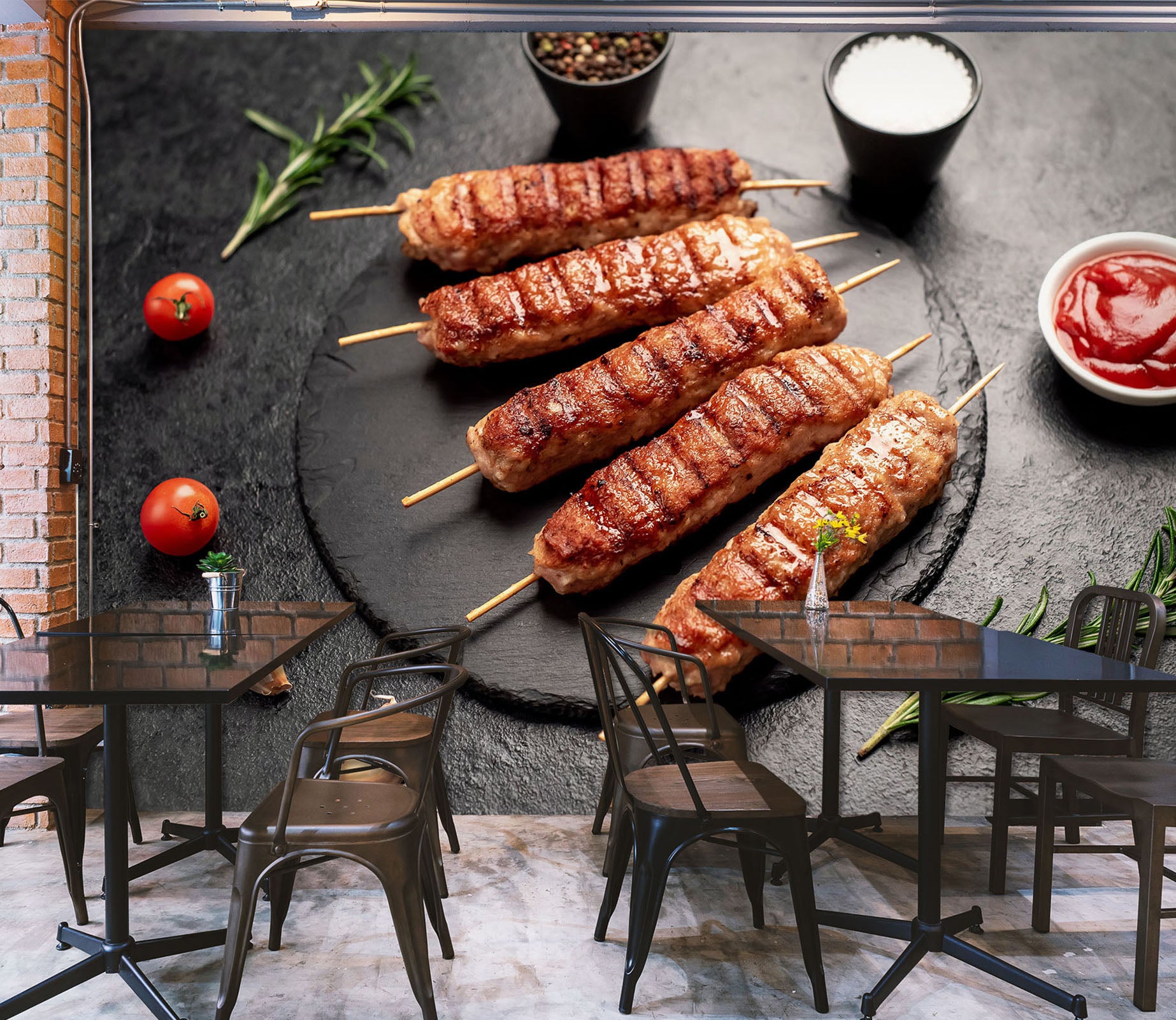 3D Grill Kebab Shop BBQ 348 Wall Mural Wall Murals Commercial