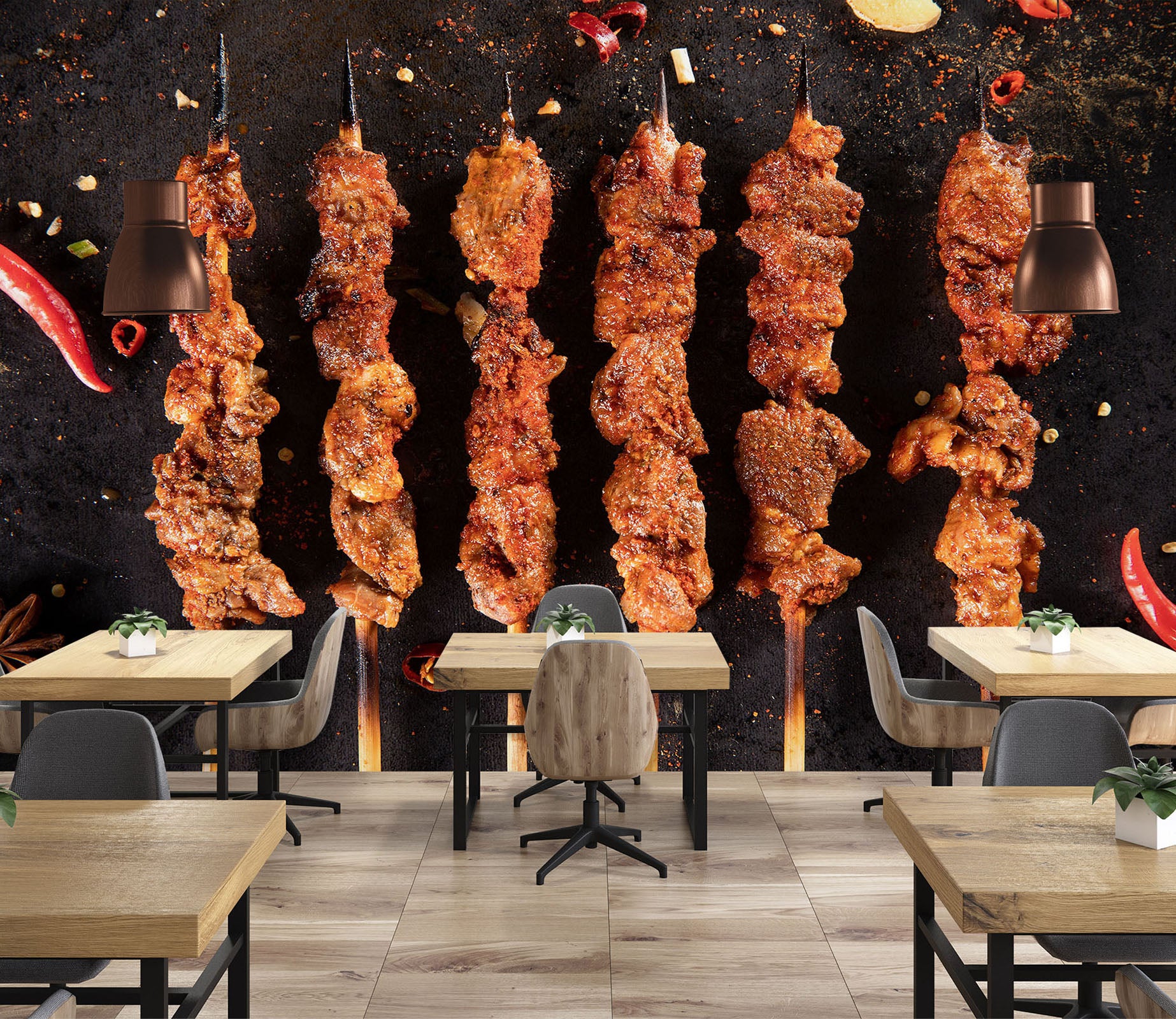 3D Grill Kebab Shop BBQ 353 Wall Mural Wall Murals Commercial