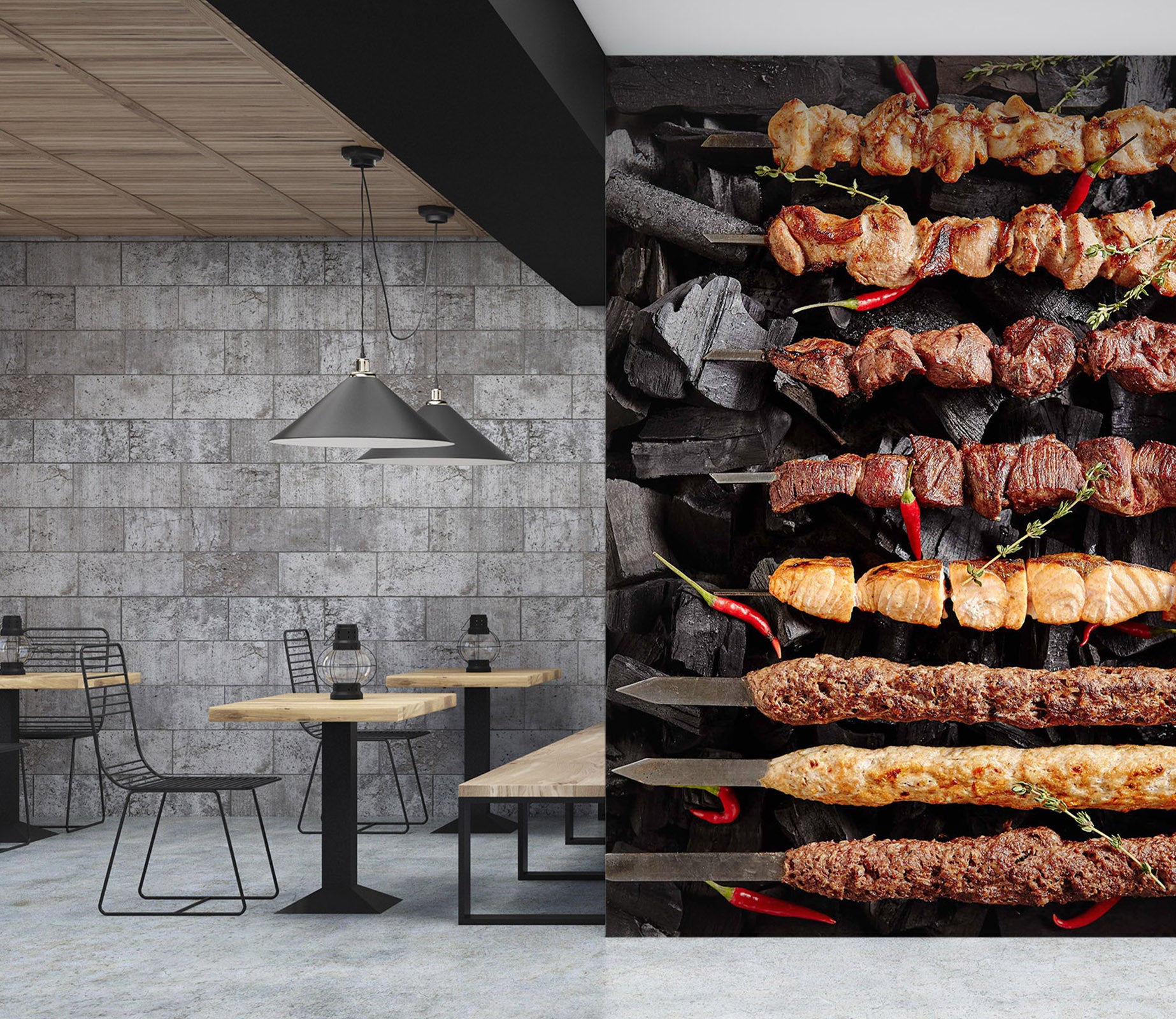 3D Grill Kebab Shop BBQ 362 Wall Mural Wall Murals Commercial