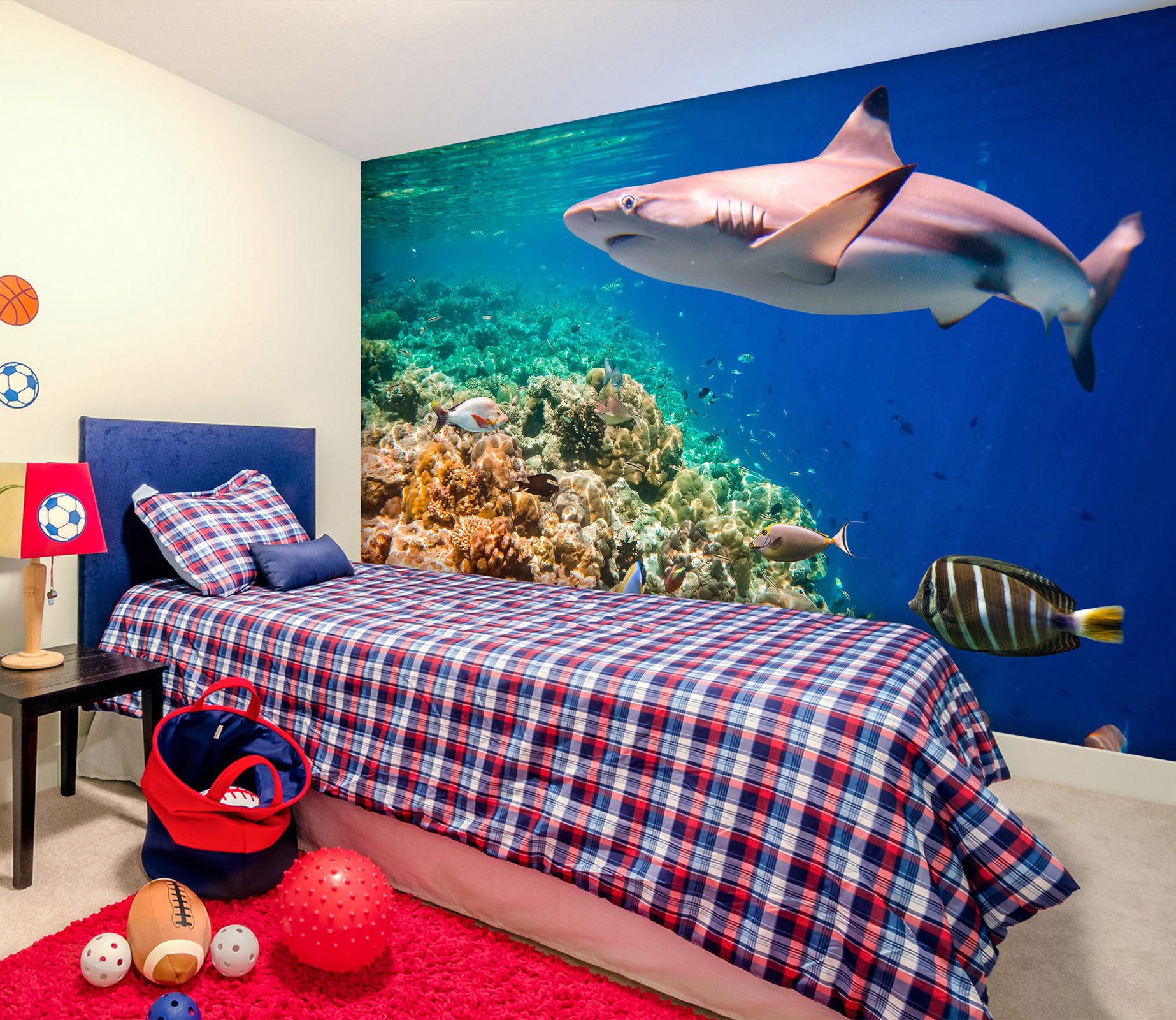 3D Ocean Shark 2024 Wall Mural Wall Murals