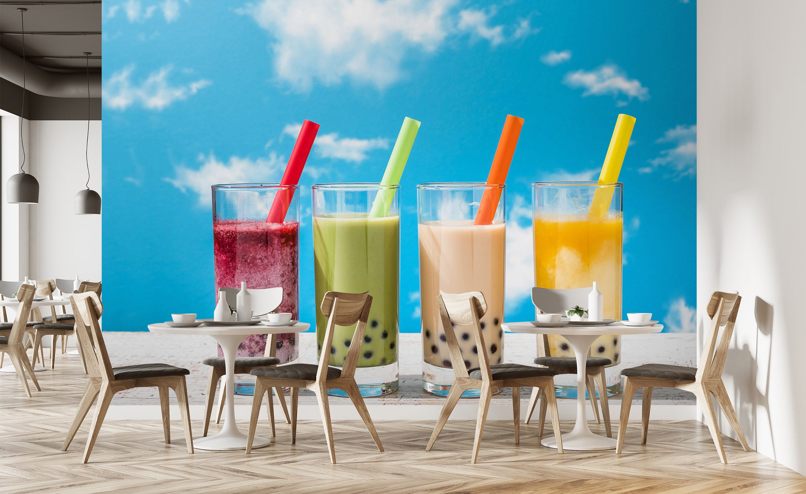 3D Pearl Tea 2050 Fruit Bubble Tea Milk Tea Shop Wall Murals