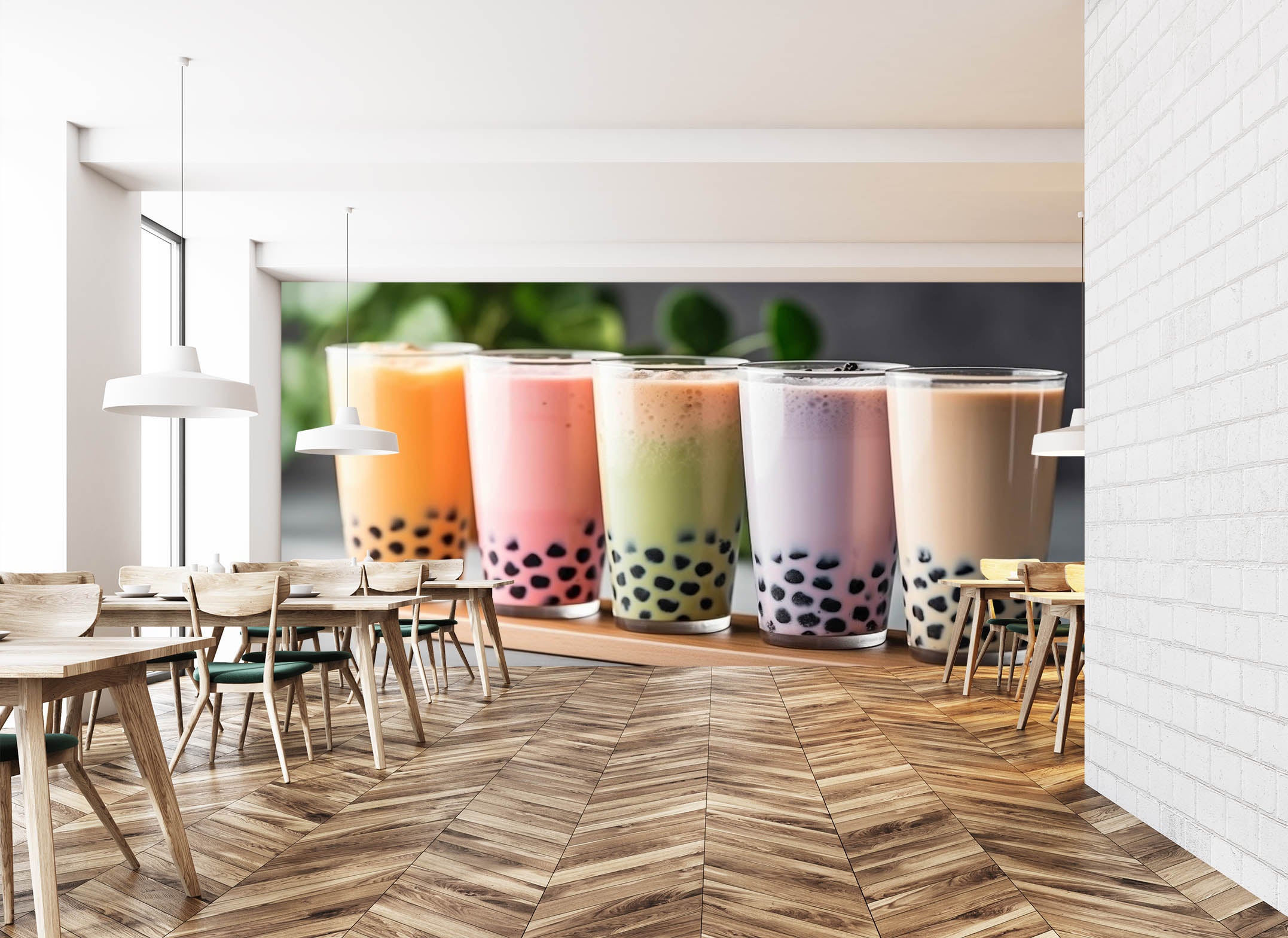 3D Pearl Tea 2024 Fruit Bubble Tea Milk Tea Shop Wall Murals