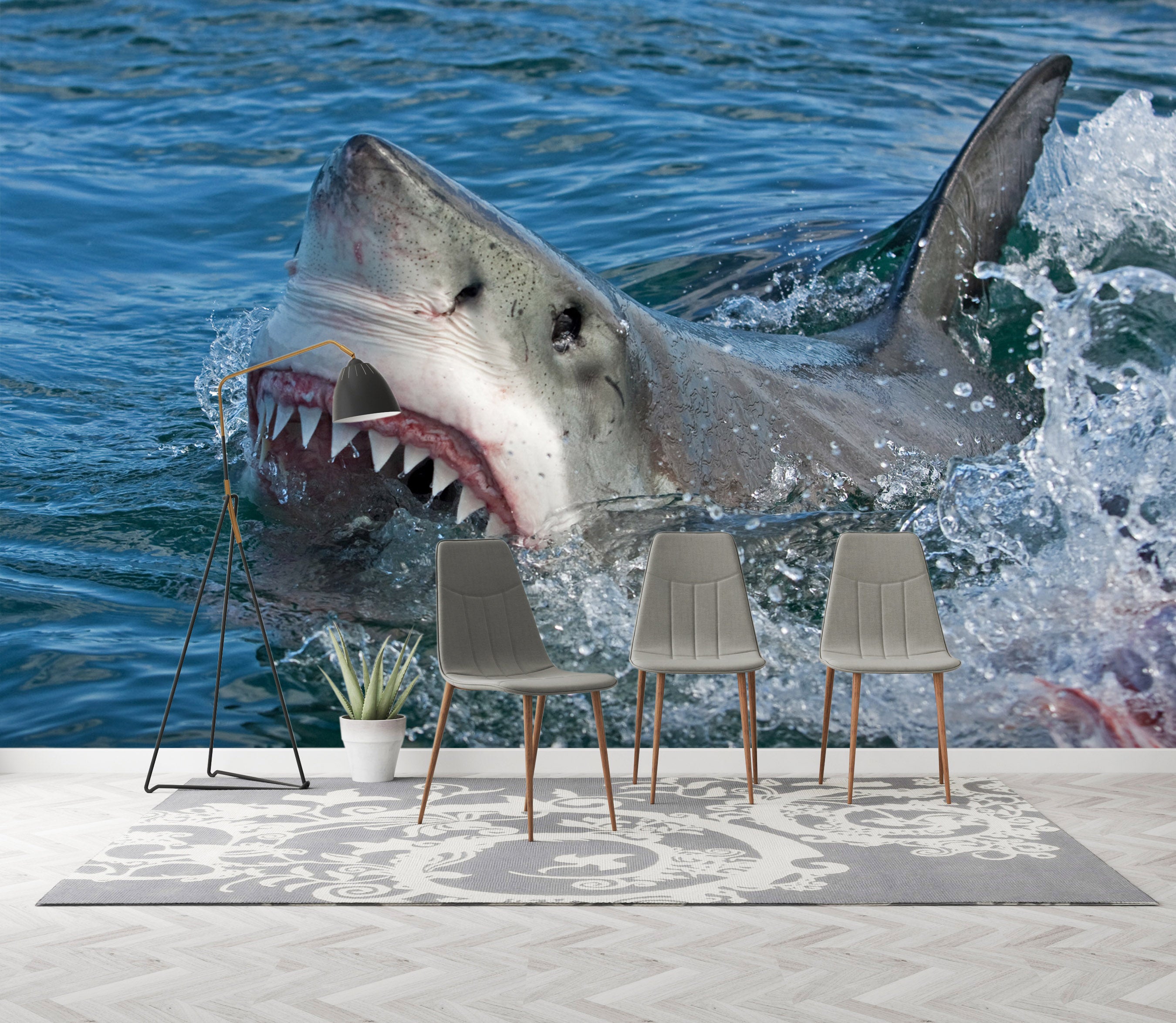 3D Sea Shark 2026 Wall Mural Wall Murals