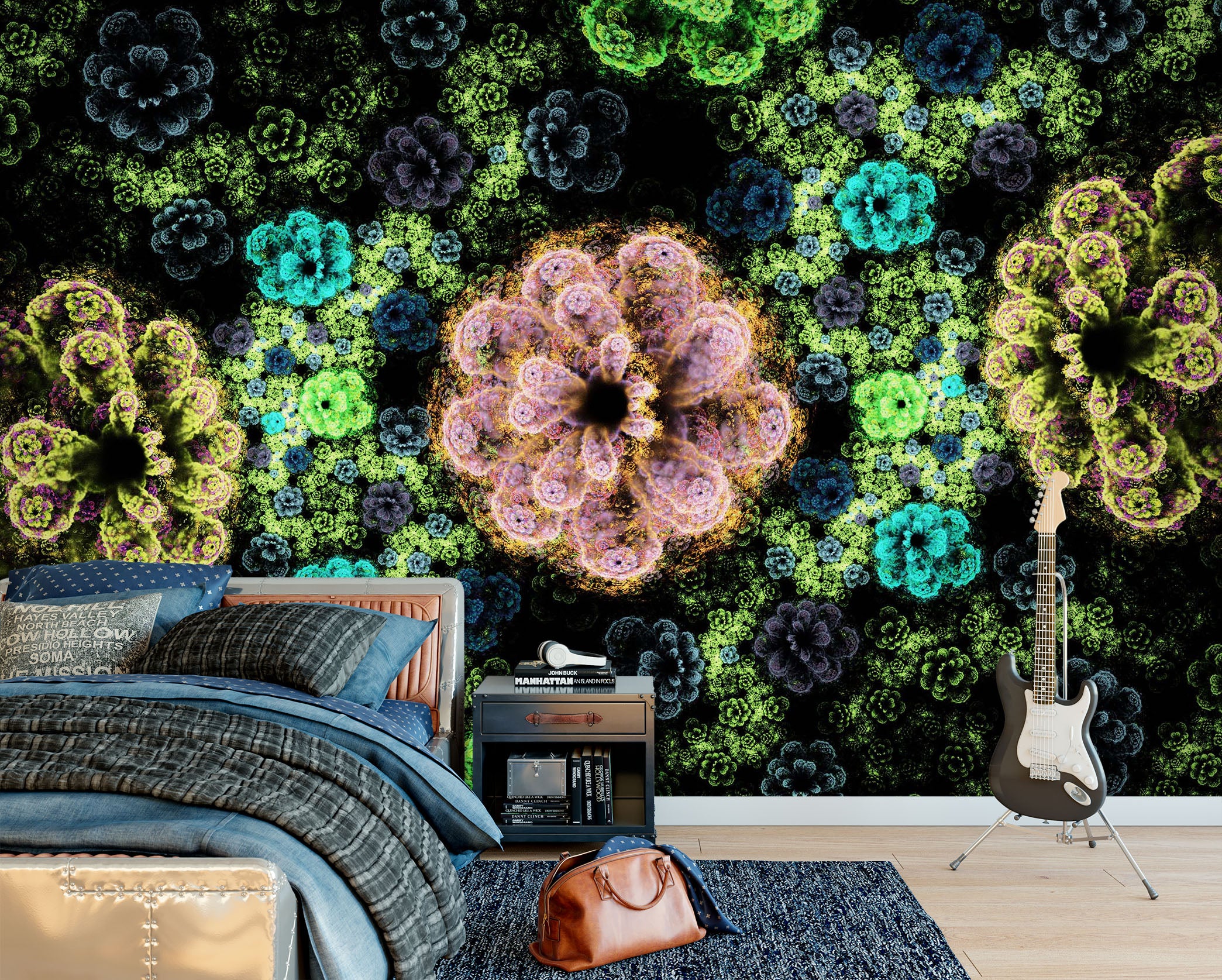 3D Glow Flower 2061 Wall Mural Wall Murals