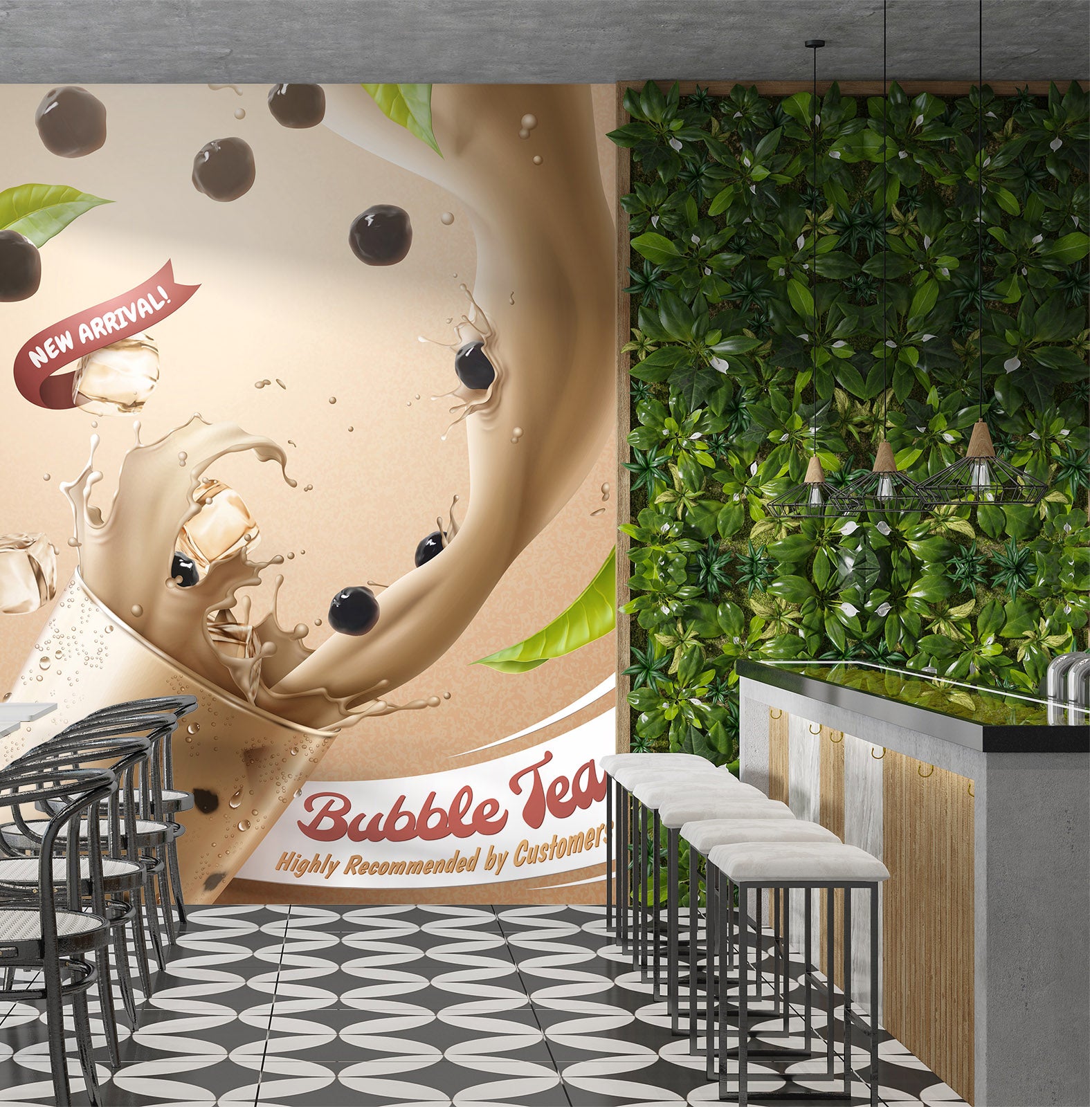 3D Pearl Tea 2116 Fruit Bubble Tea Milk Tea Shop Wall Murals