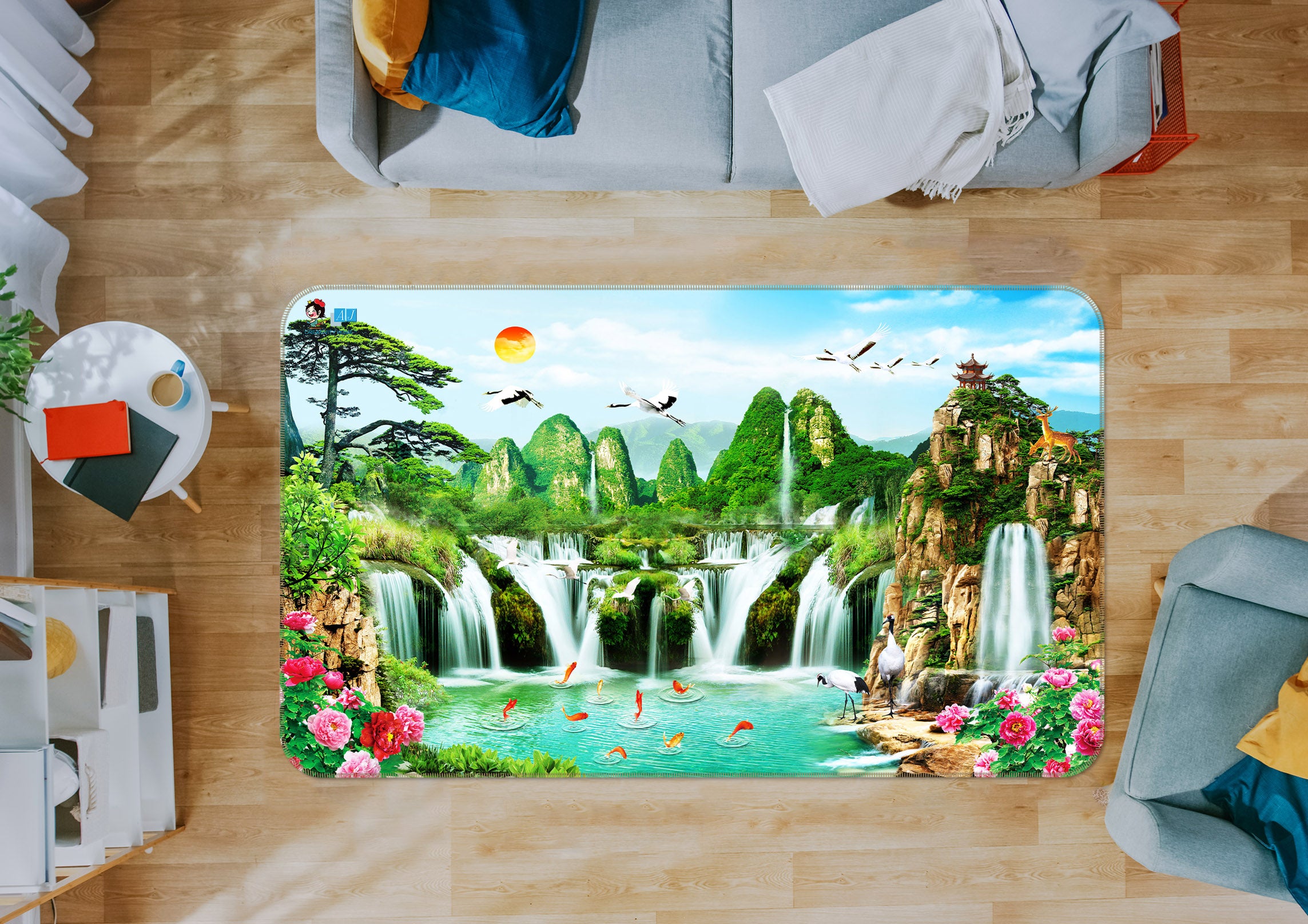 3D Natural Waterfall 3041 Rug Non Slip Rug Mat