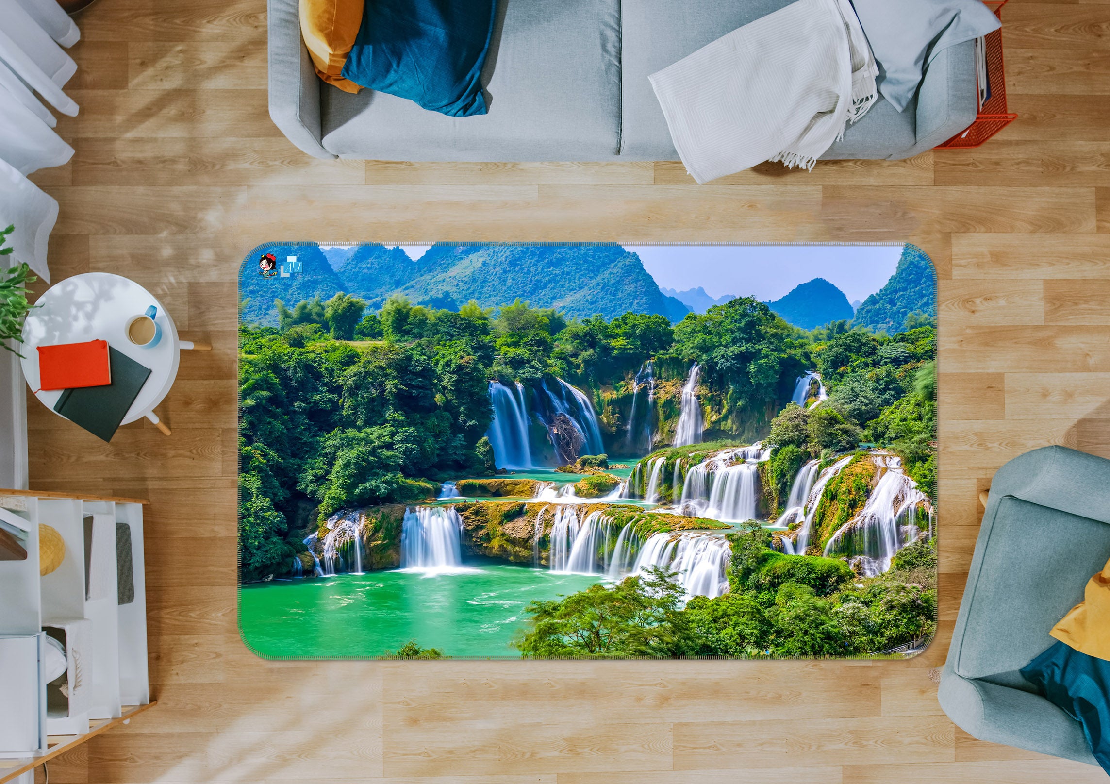 3D Waterfall Scenery 3013 Rug Non Slip Rug Mat