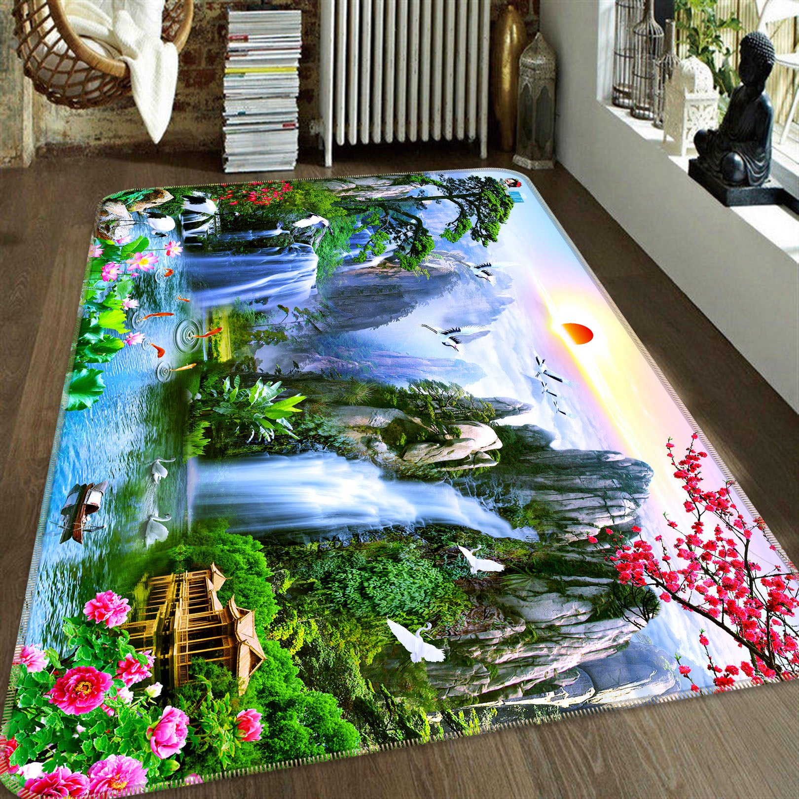 3D Waterfall 3043 Rug Non Slip Rug Mat