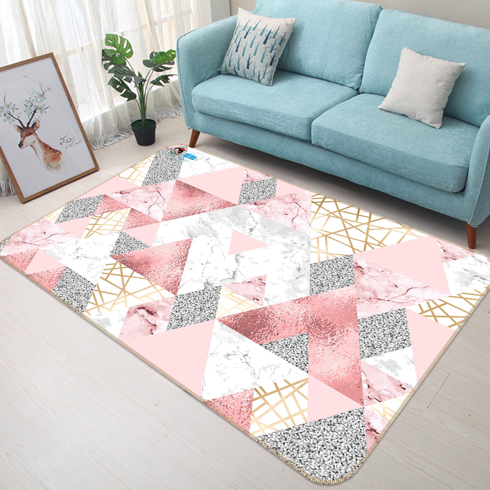 3D Pink Graphics 3018 Rug Non Slip Rug Mat