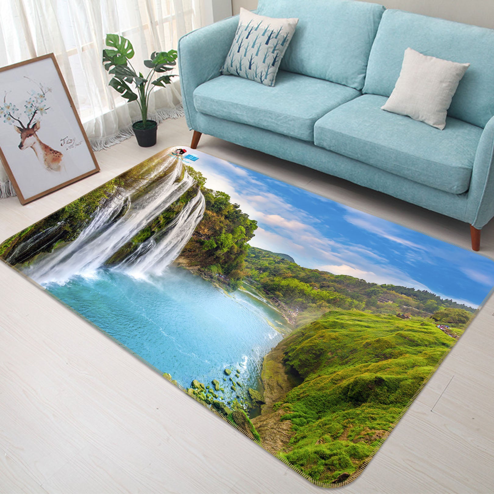 3D Natural Waterfall 3005 Rug Non Slip Rug Mat