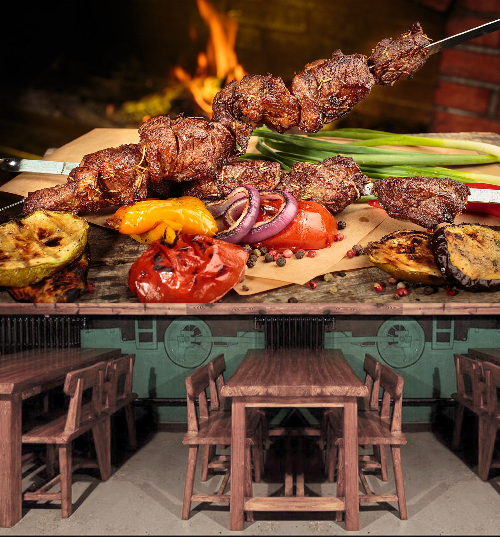 3D Grill Kebab Shop BBQ 343 Wall Mural Wall Murals Commercial