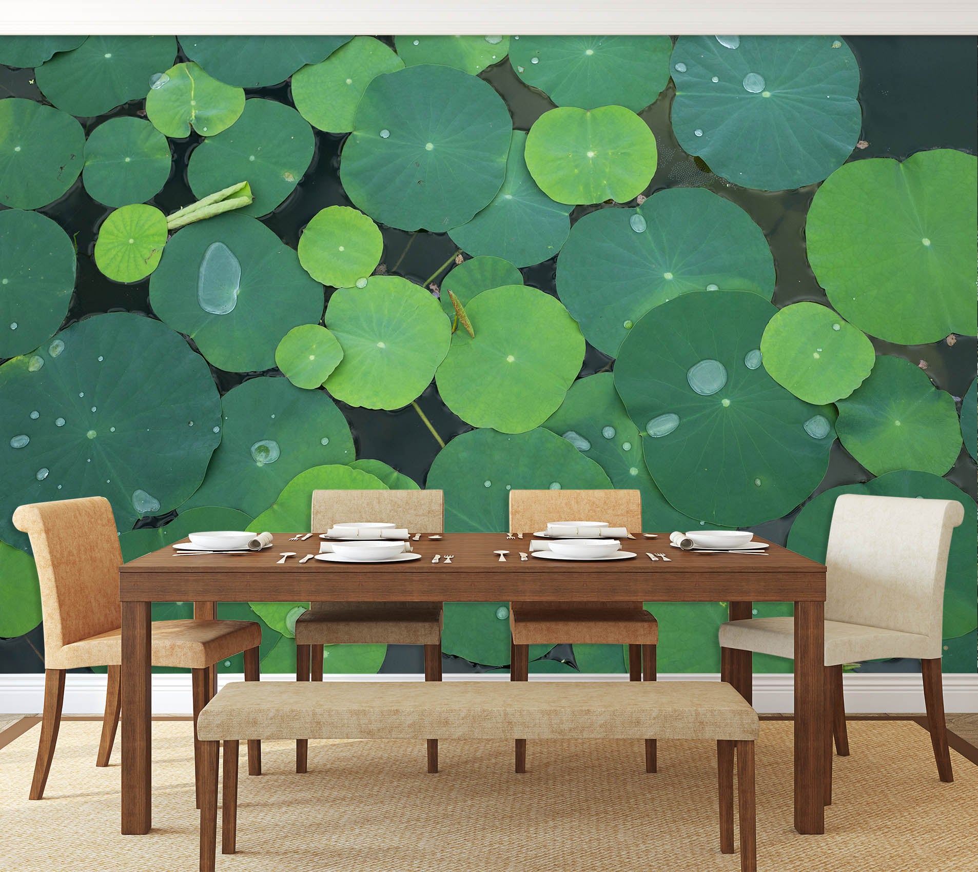 3D Lotus Leaf 2048 Wall Mural Wall Murals