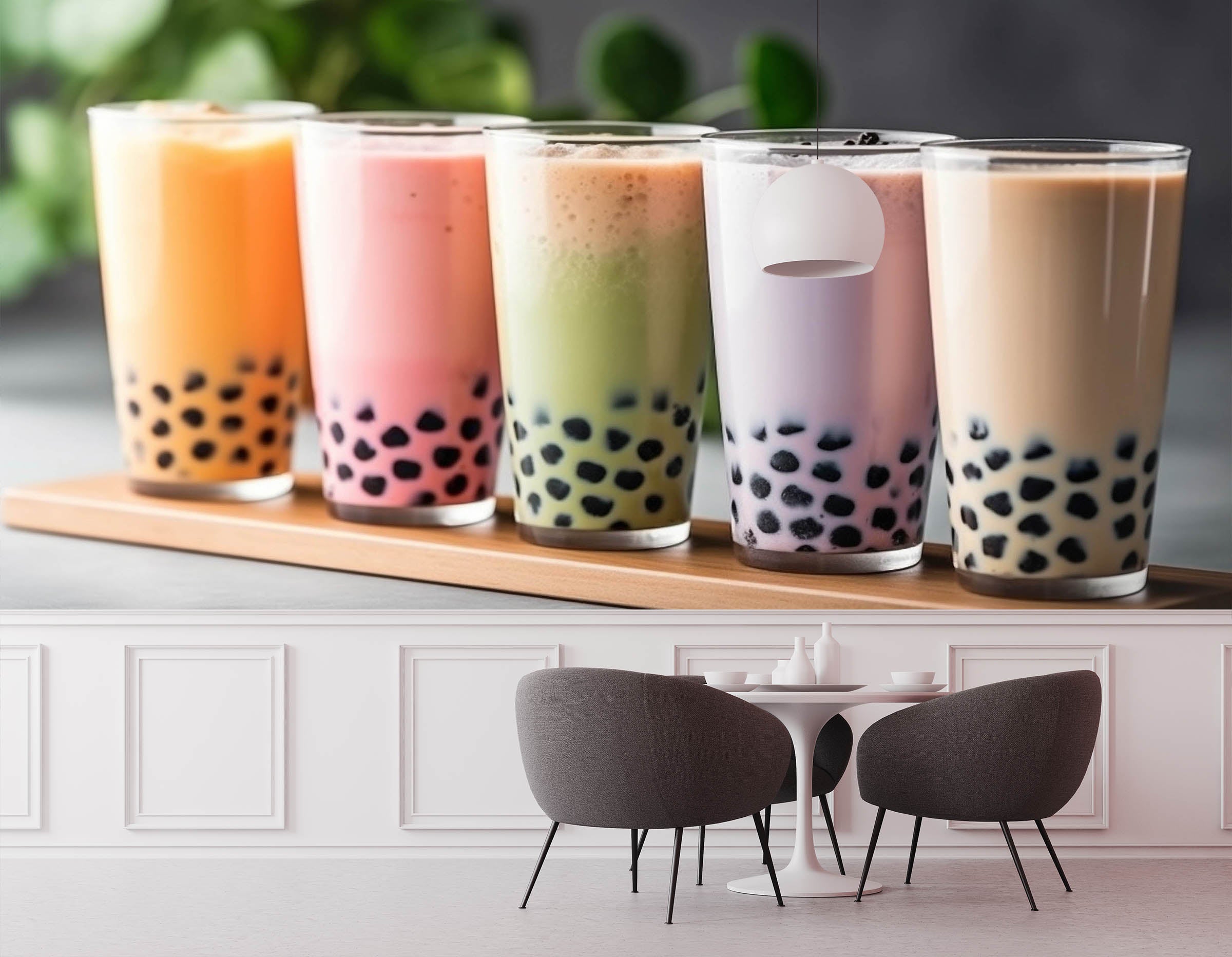 3D Pearl Tea 2024 Fruit Bubble Tea Milk Tea Shop Wall Murals