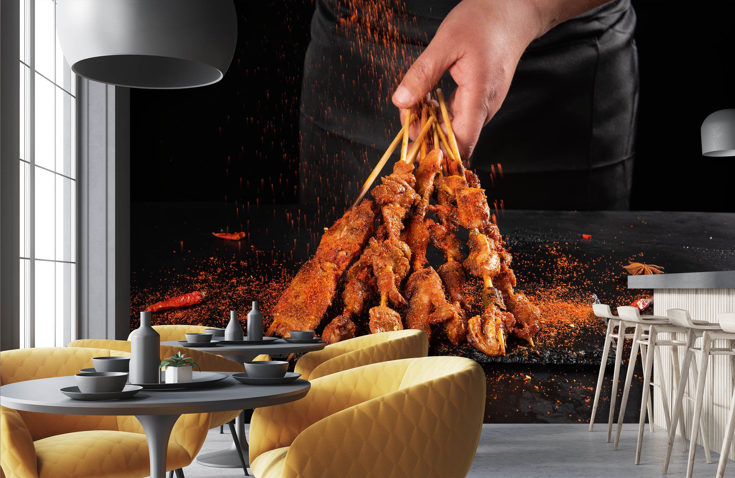 3D Grill Kebab Shop BBQ 344 Wall Mural Wall Murals Commercial