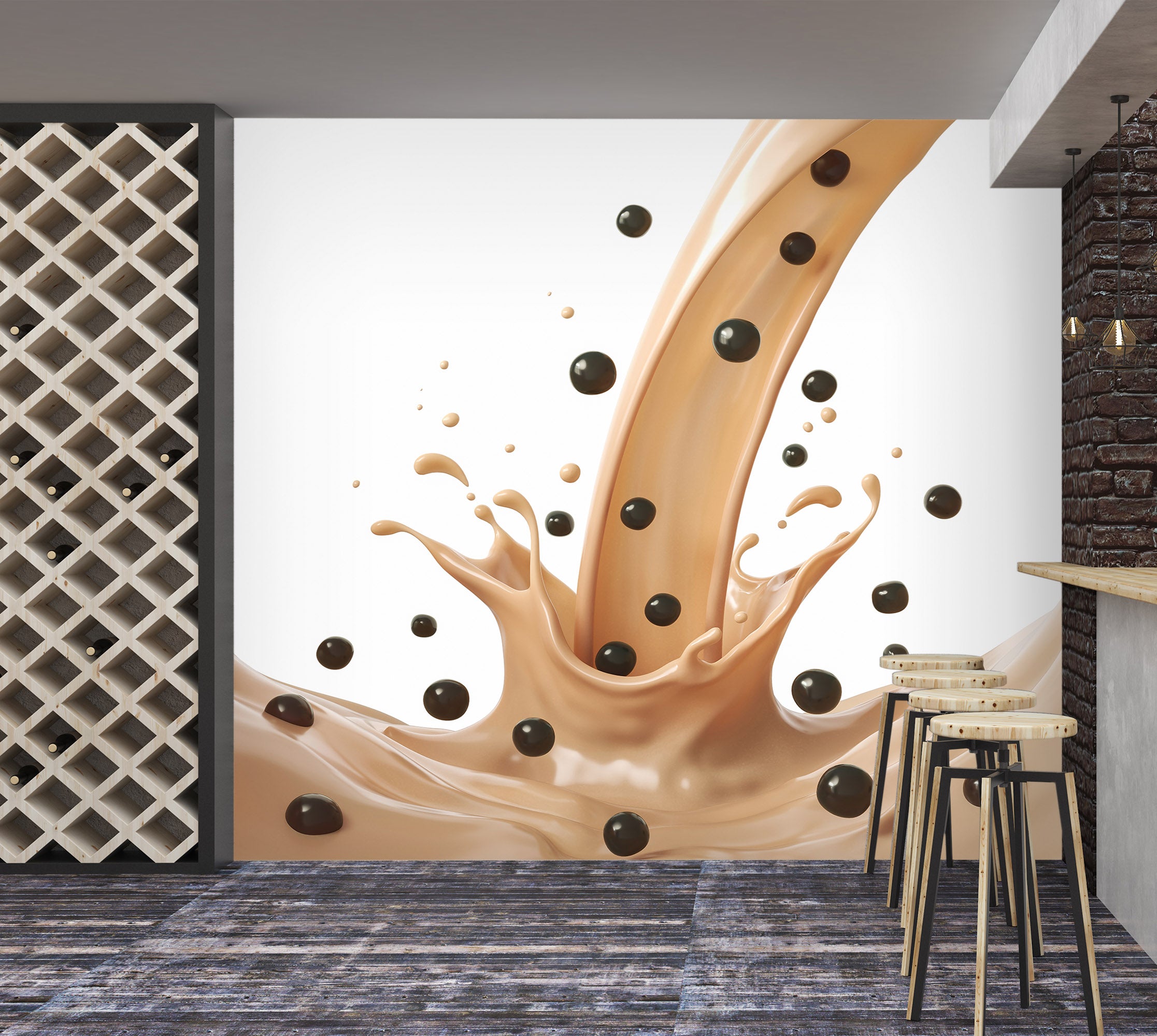 3D Pearl Tea 2075 Fruit Bubble Tea Milk Tea Shop Wall Murals