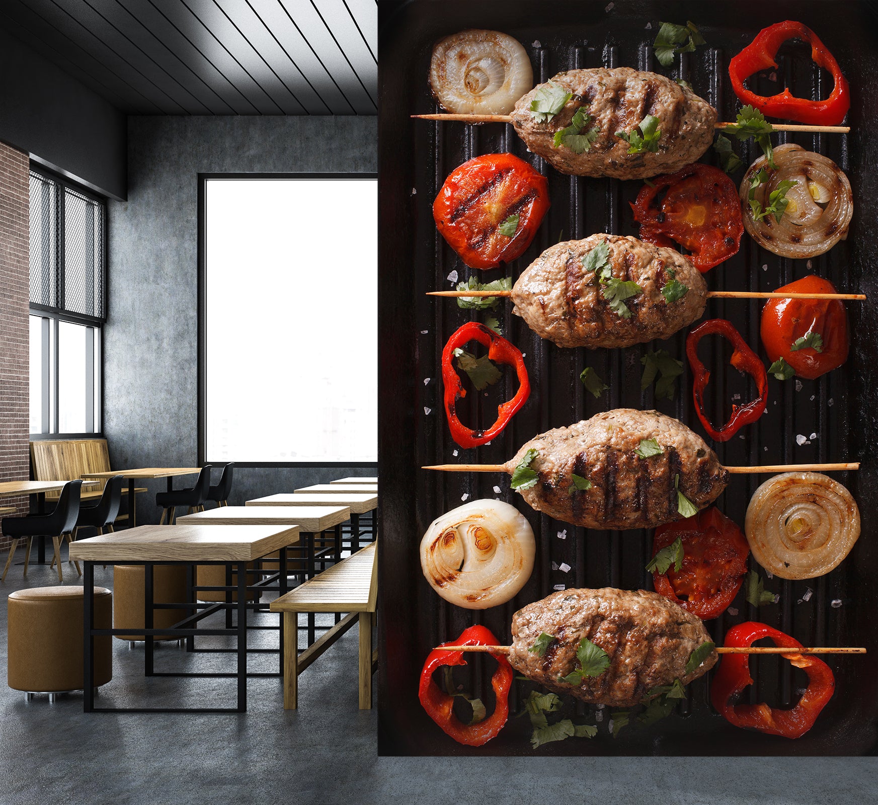 3D Grill Kebab Shop BBQ 361 Wall Mural Wall Murals Commercial