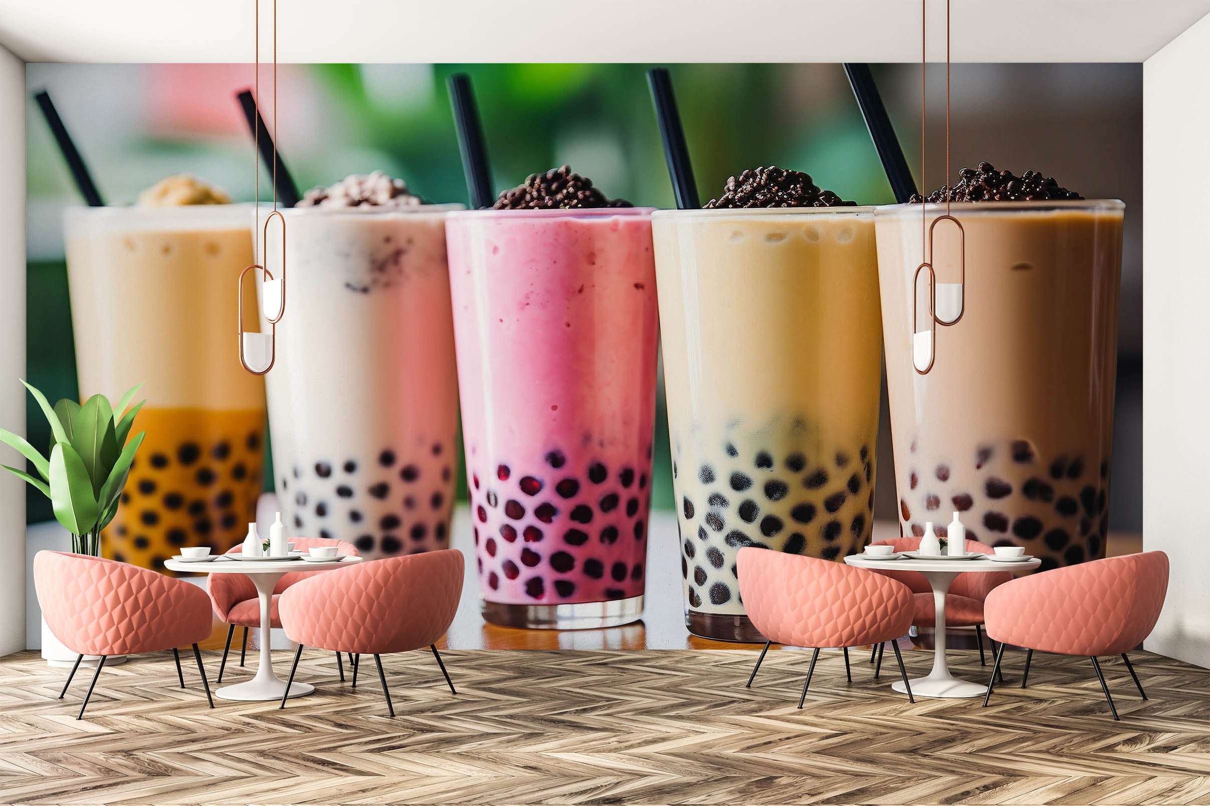 3D Pearl Tea 2035 Fruit Bubble Tea Milk Tea Shop Wall Murals