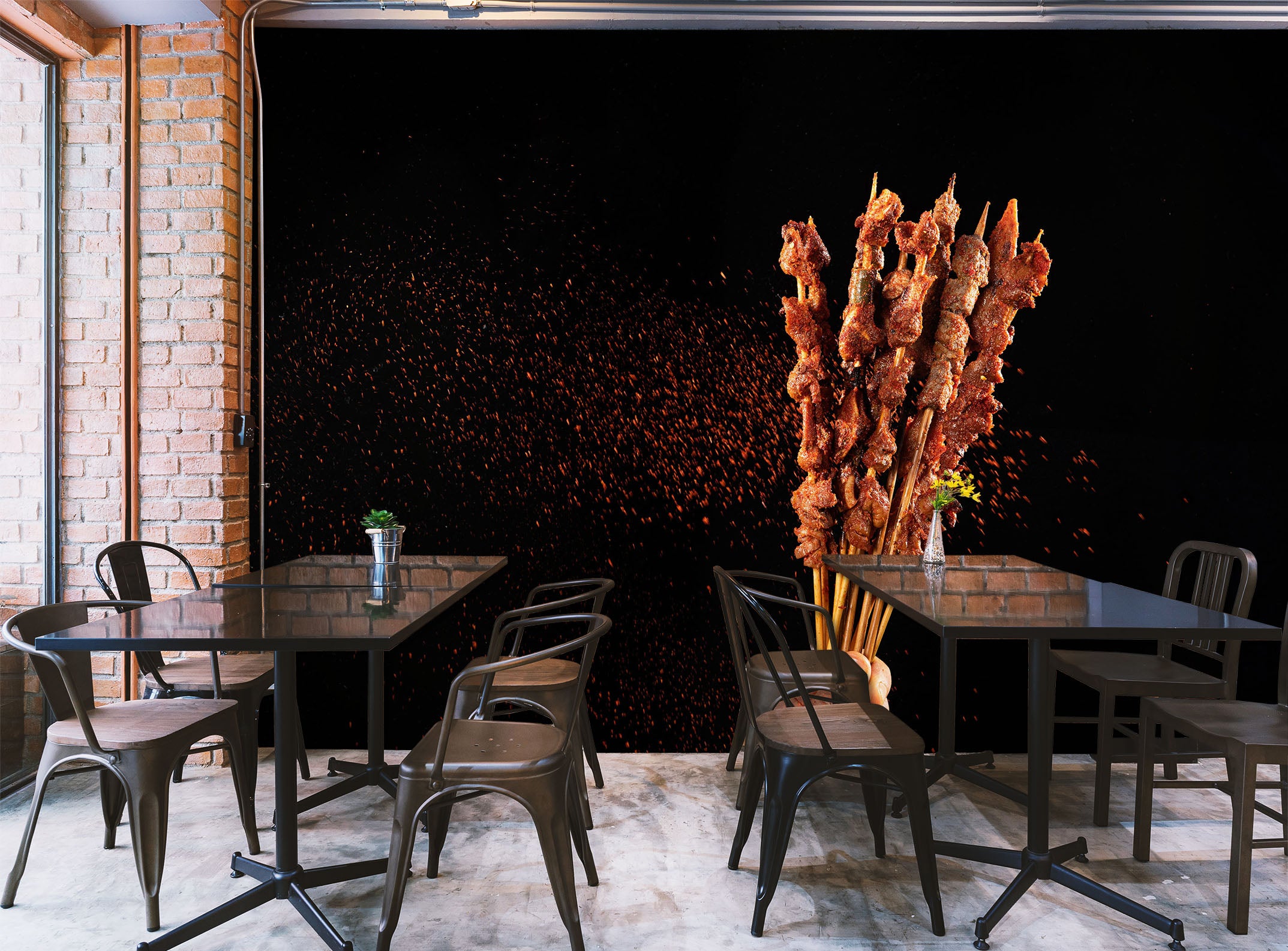 3D Grill Kebab Shop BBQ 345 Wall Mural Wall Murals Commercial