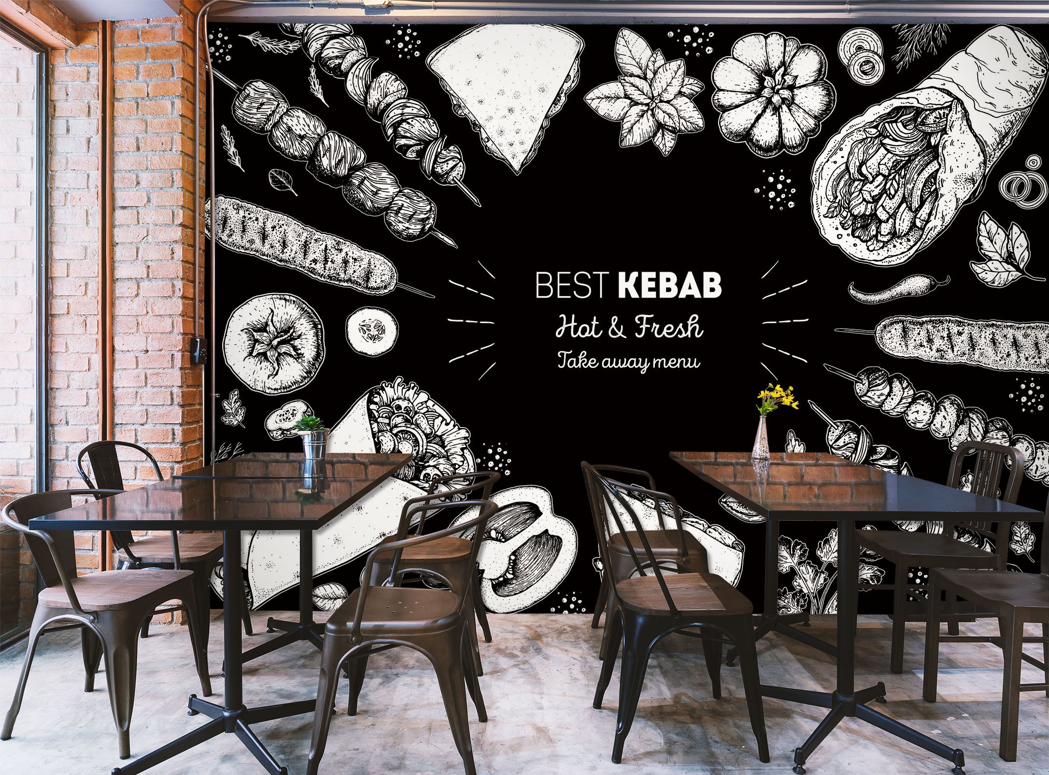 3D Grill Kebab Shop BBQ 327 Wall Mural Wall Murals Commercial