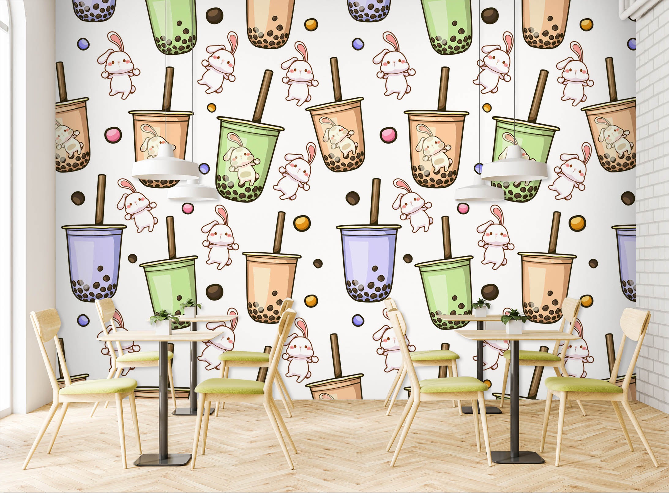 3D Pearl Tea 2011 Fruit Bubble Tea Milk Tea Shop Wall Murals