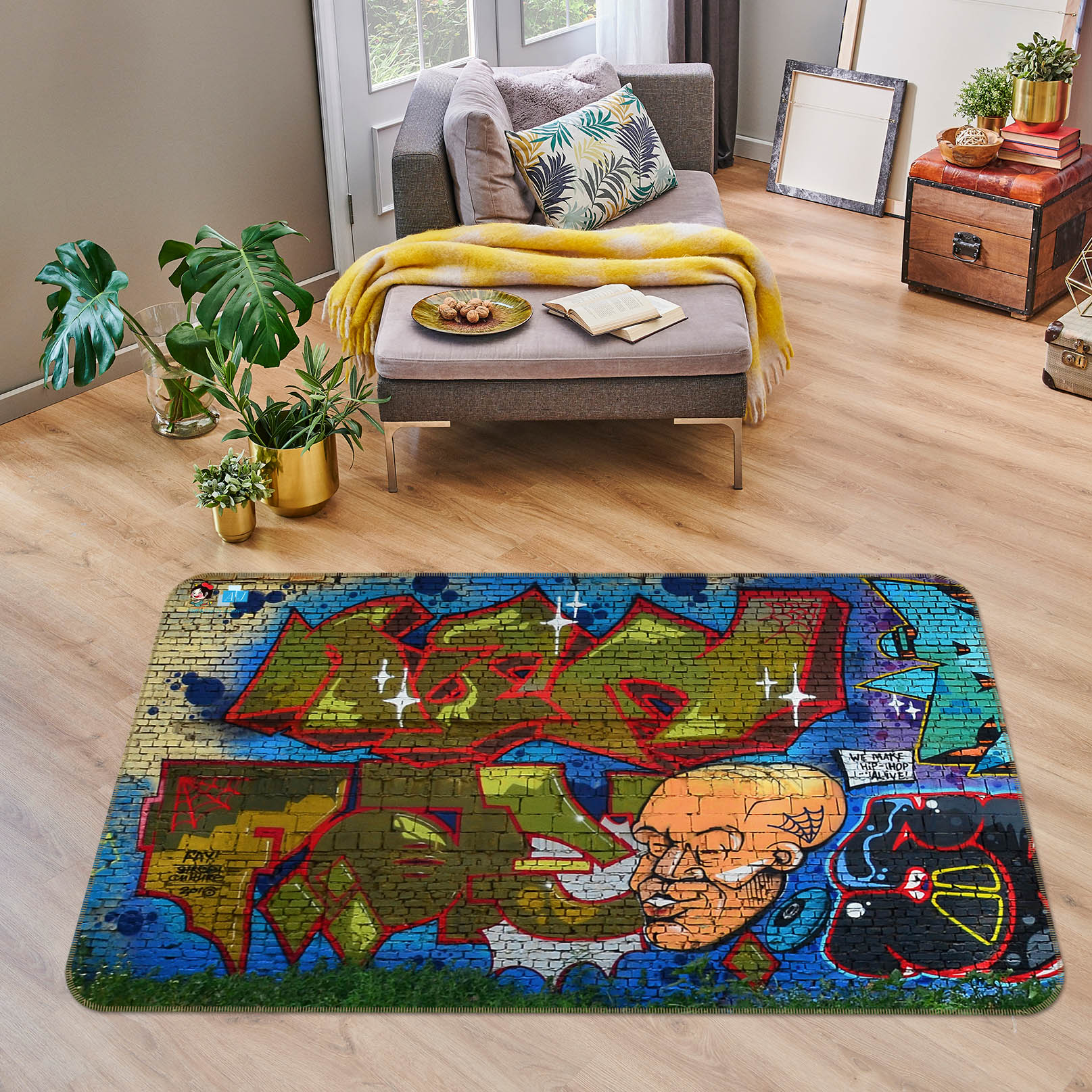 3D Graffiti Letters 3012 Rug Non Slip Rug Mat