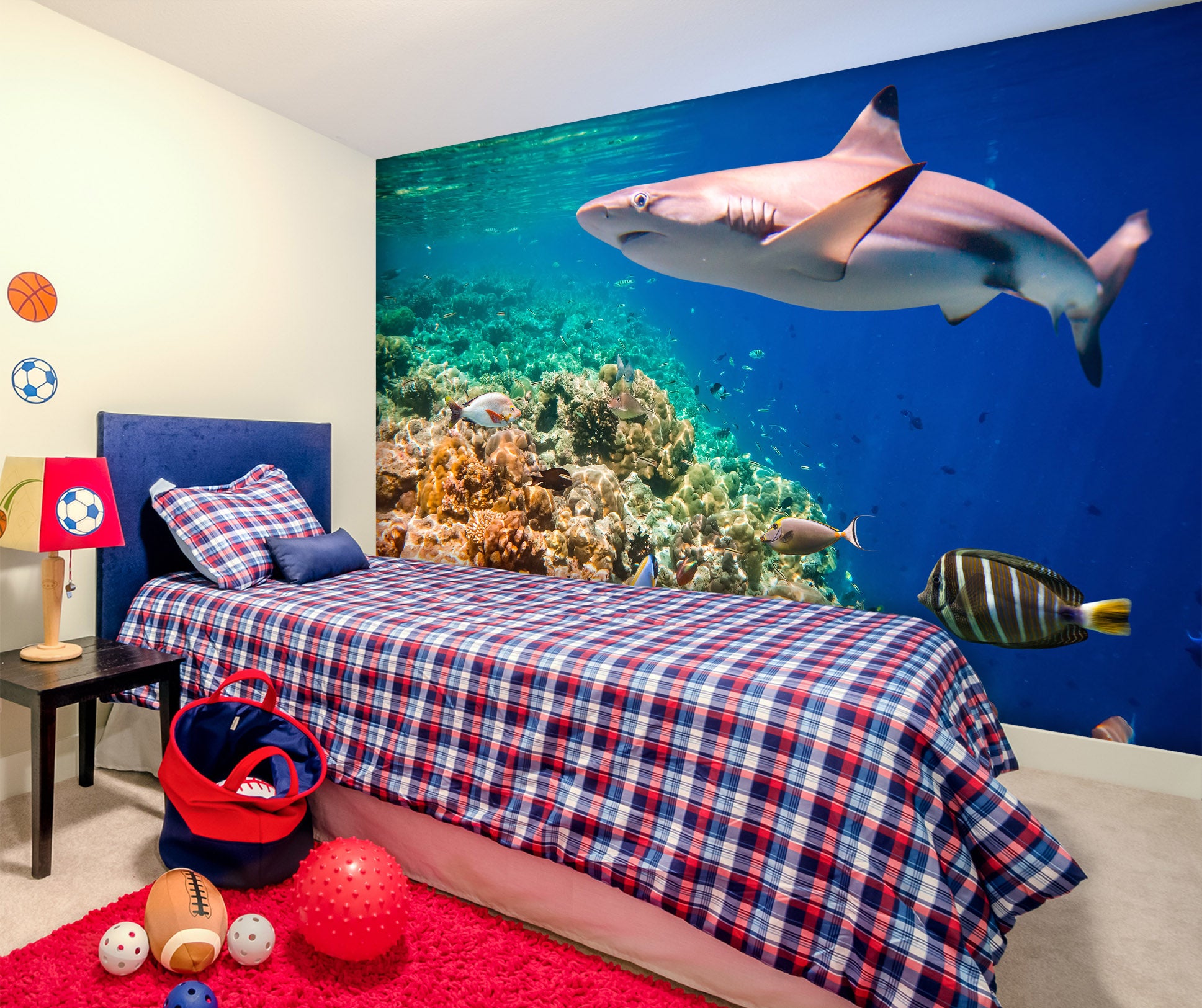 3D Ocean Shark 2024 Wall Mural Wall Murals