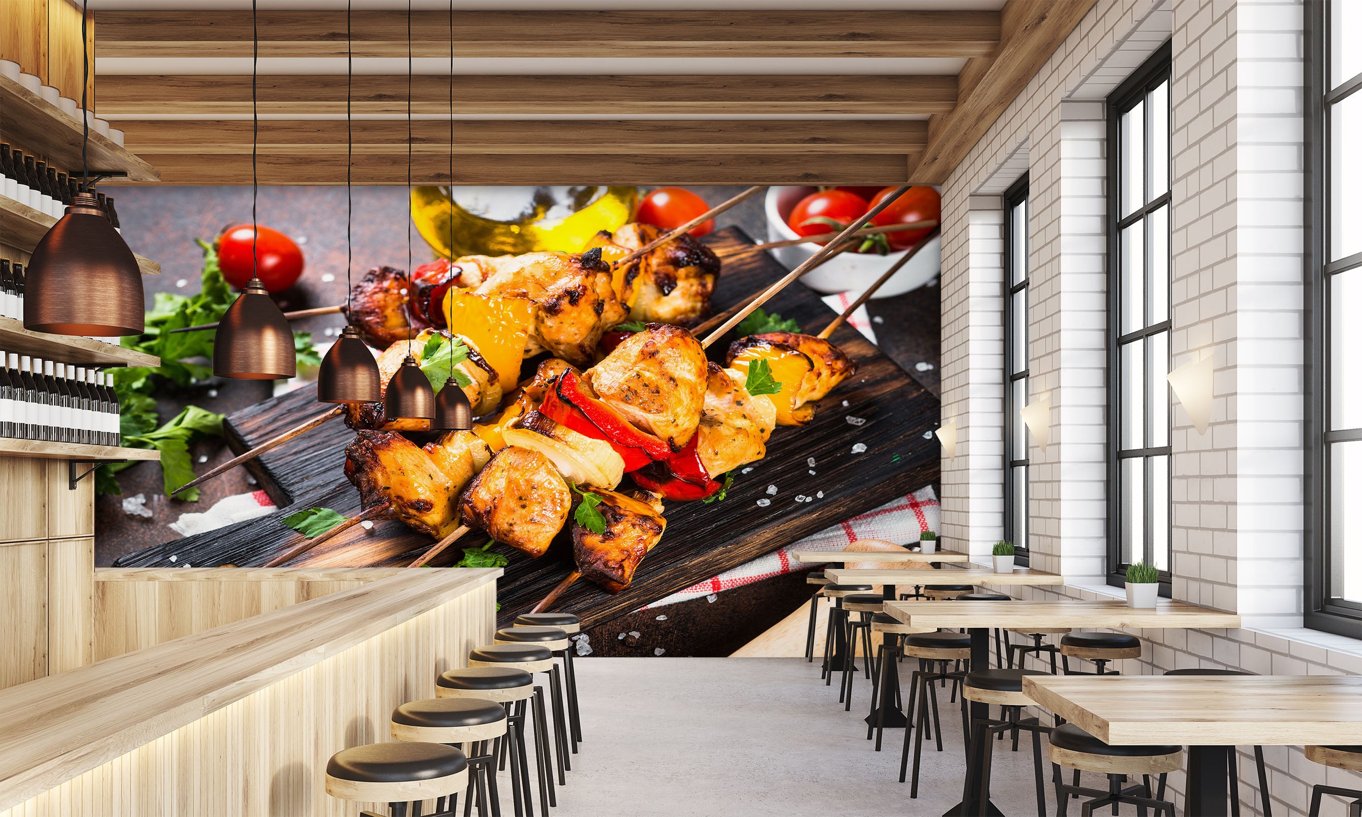 3D Grill Kebab Shop BBQ 321 Wall Mural Wall Murals Commercial