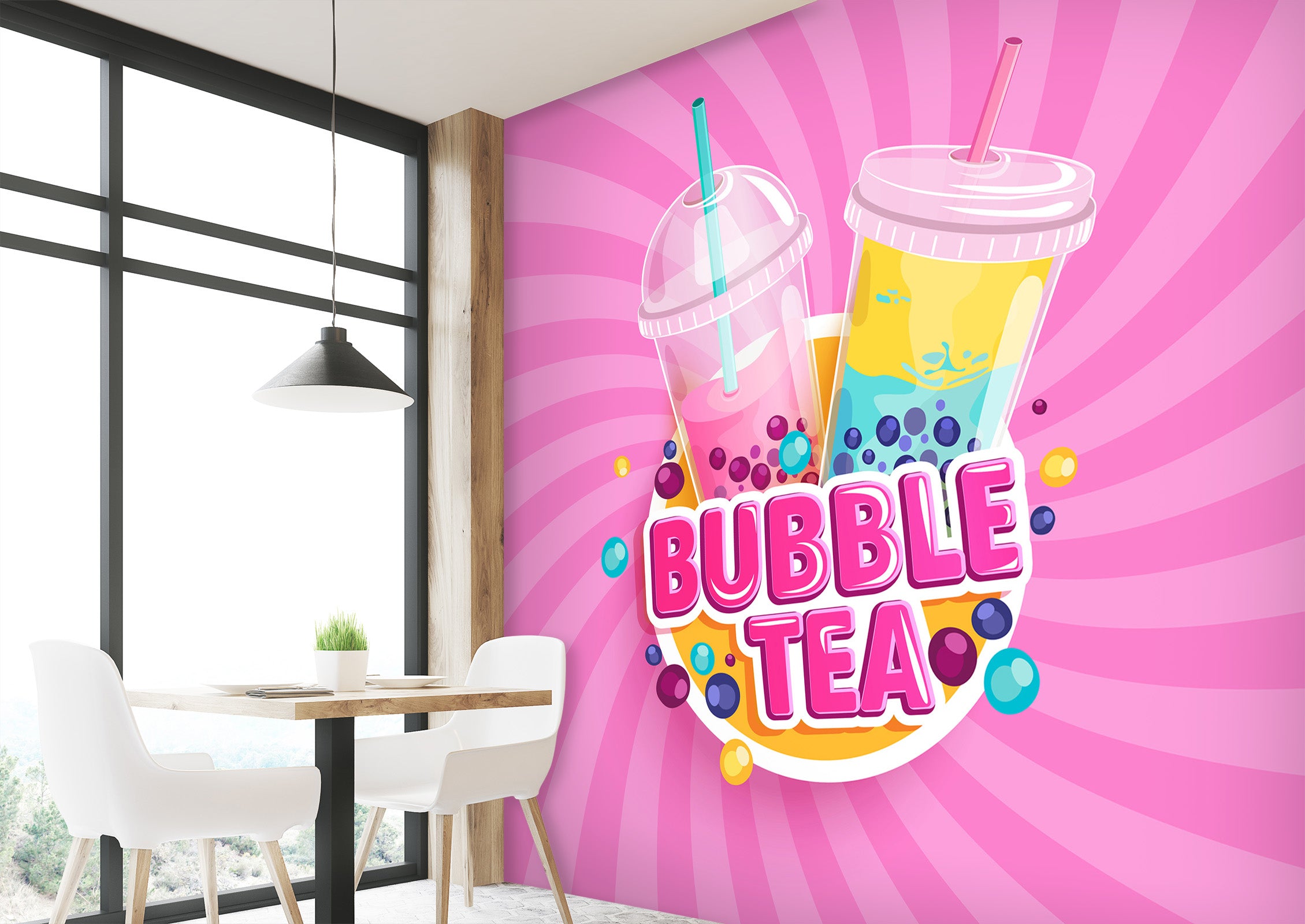 3D Pearl Tea 2070 Fruit Bubble Tea Milk Tea Shop Wall Murals