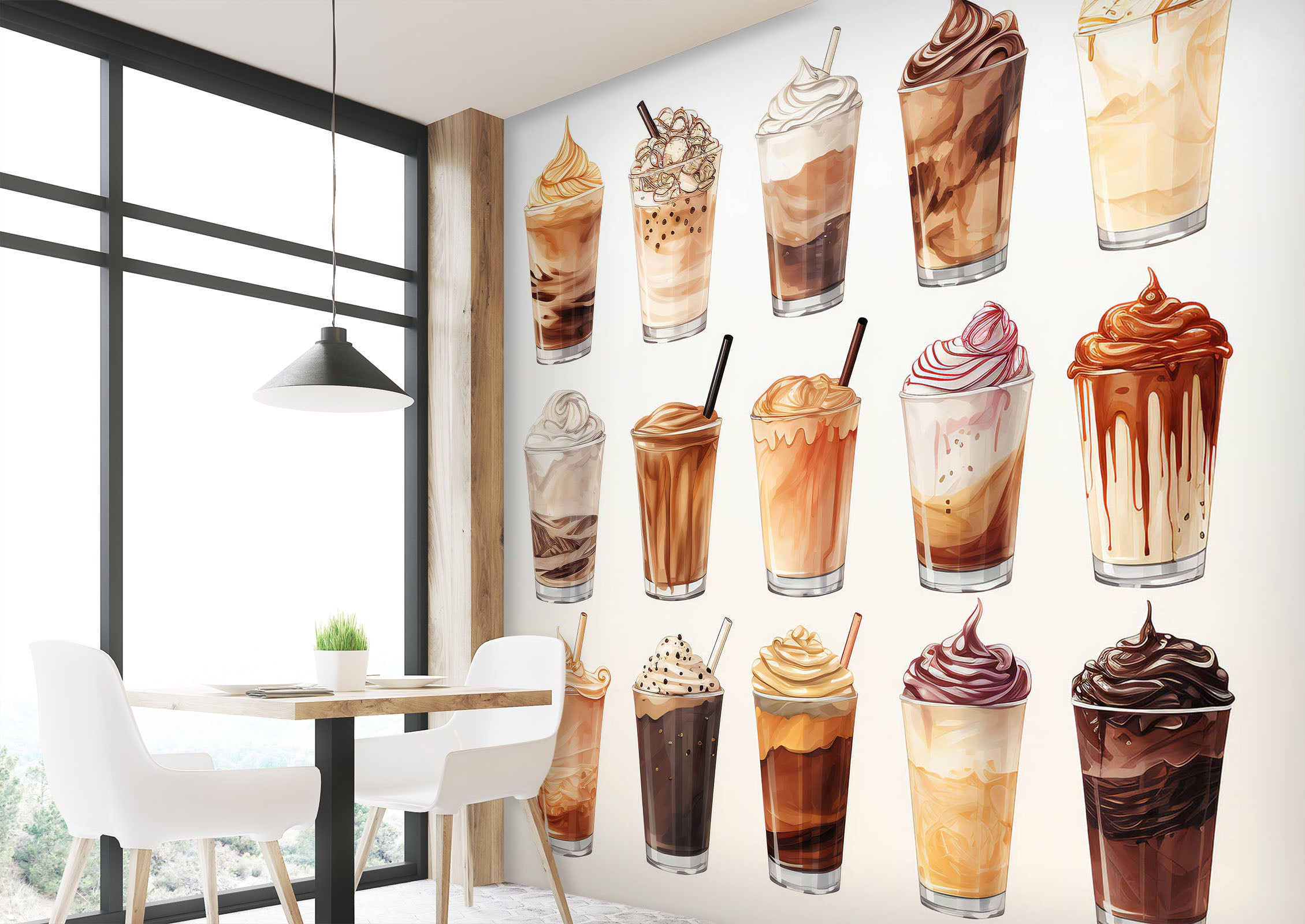 3D Pearl Tea 2025 Fruit Bubble Tea Milk Tea Shop Wall Murals