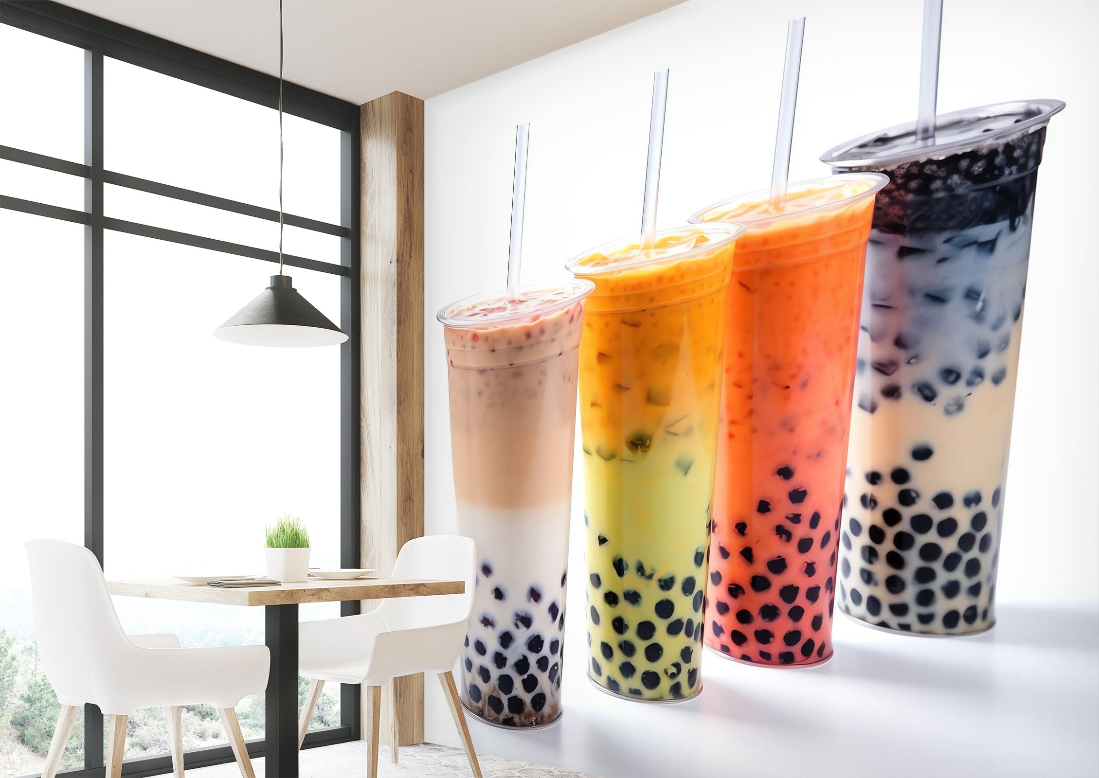 3D Pearl Tea 2018 Fruit Bubble Tea Milk Tea Shop Wall Murals