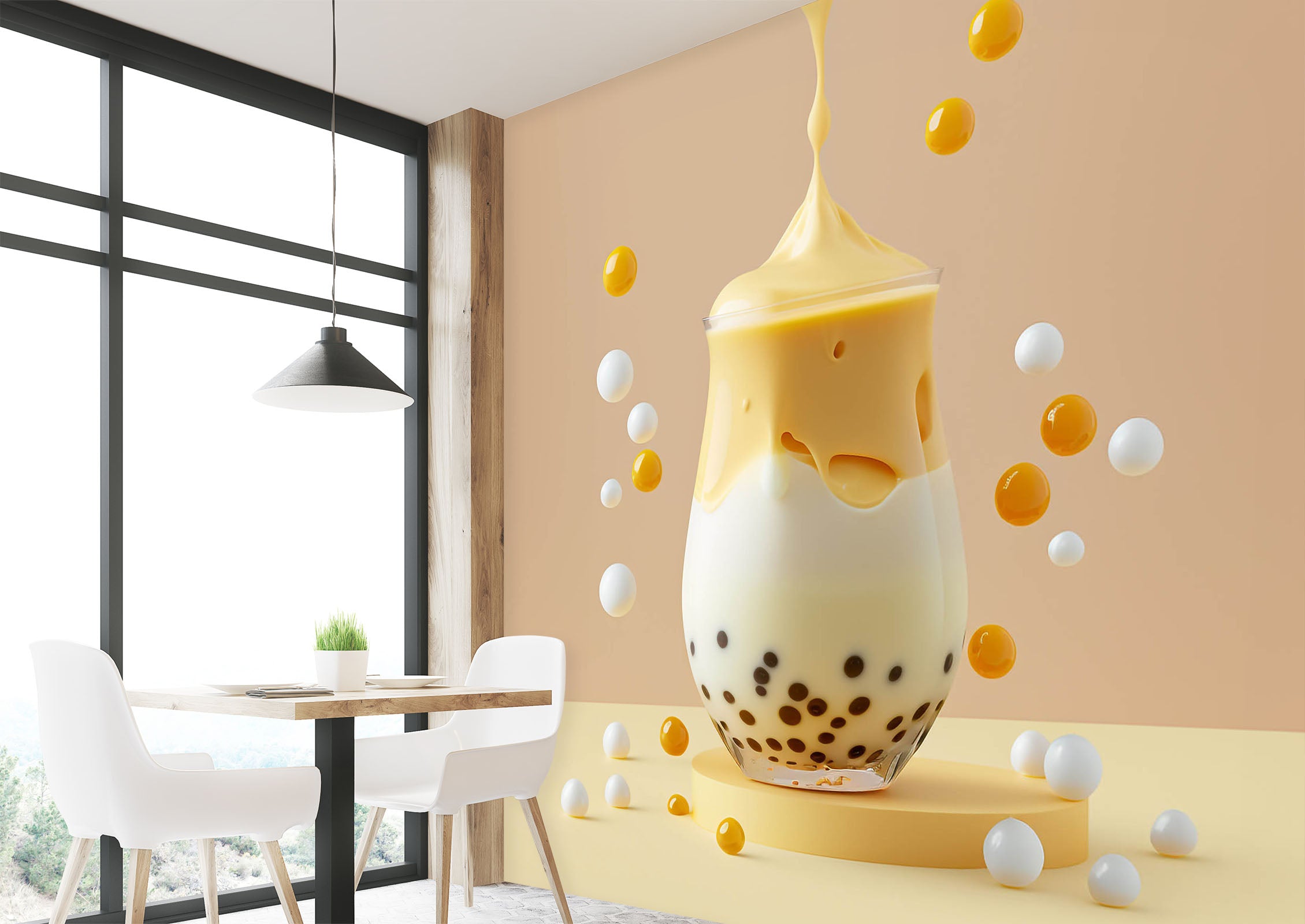 3D Pearl Tea 2010 Fruit Bubble Tea Milk Tea Shop Wall Murals