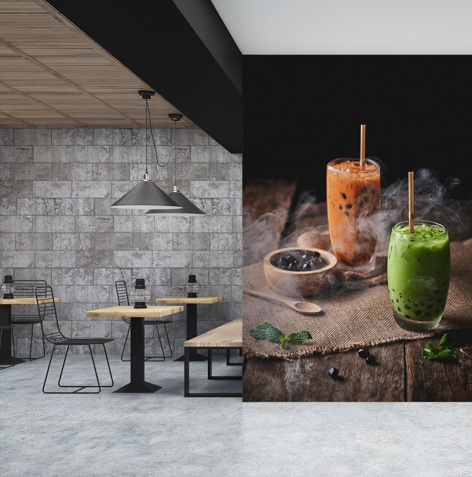 3D Pearl Tea 2120 Fruit Bubble Tea Milk Tea Shop Wall Murals