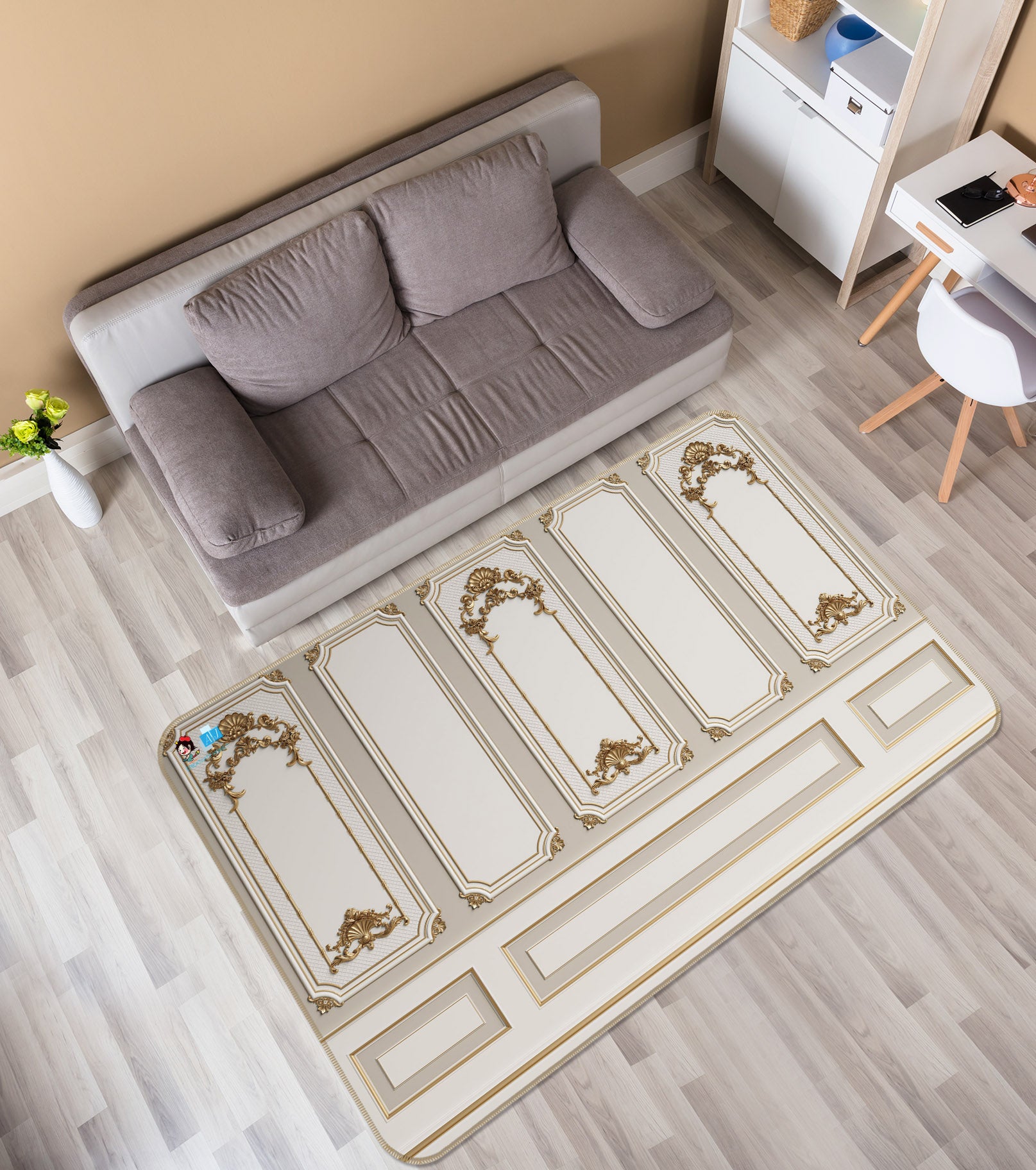 3D Simple Pattern 3015 Rug Non Slip Rug Mat