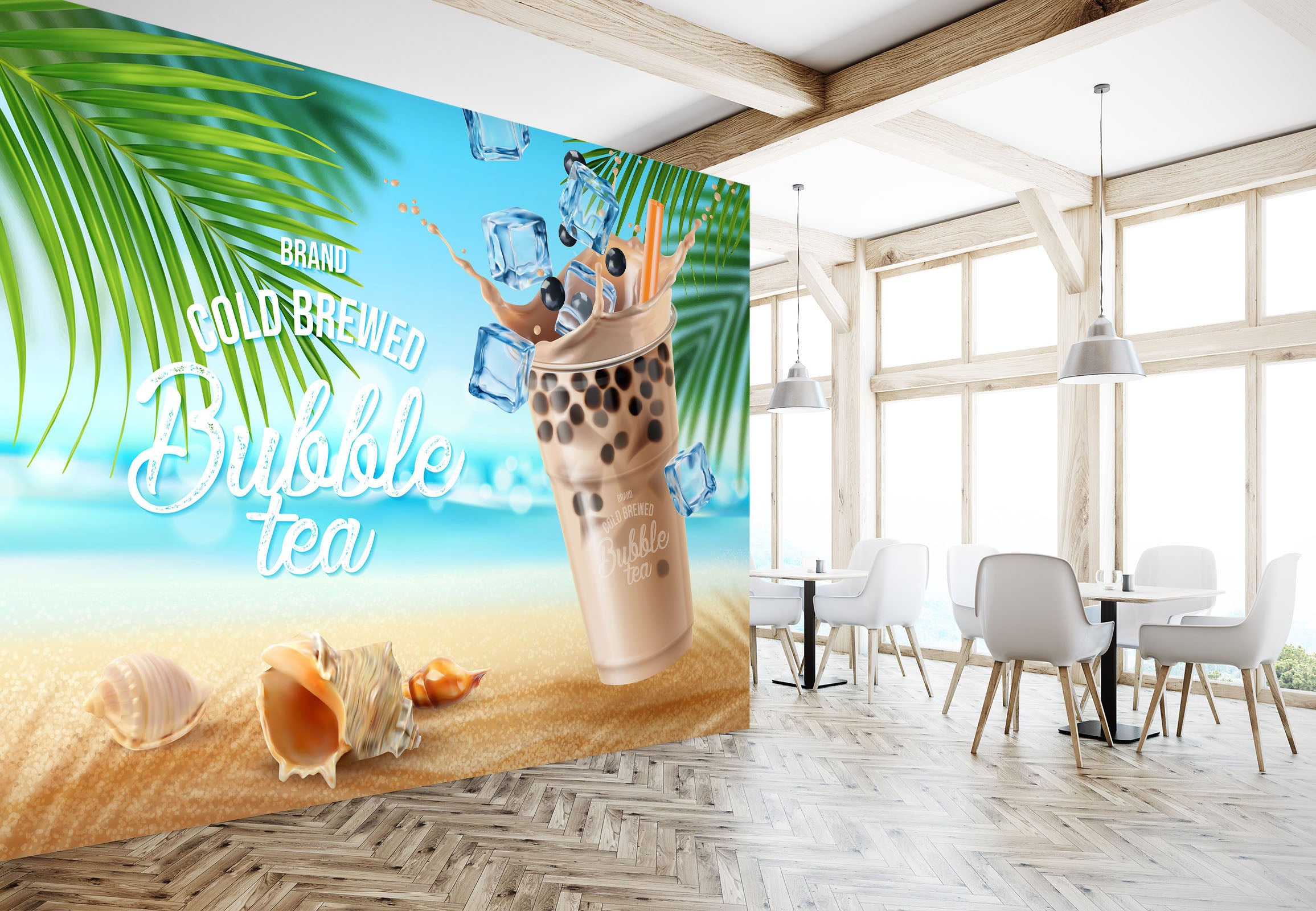 3D Pearl Tea 2080 Fruit Bubble Tea Milk Tea Shop Wall Murals